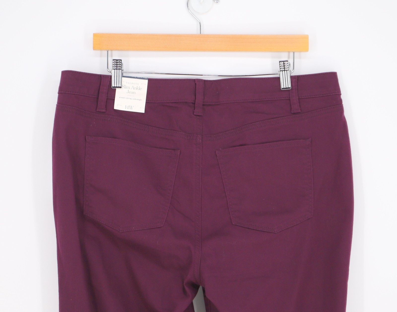 NWT TALBOTS Slim Ankle Jeans Burgundy Size 14W