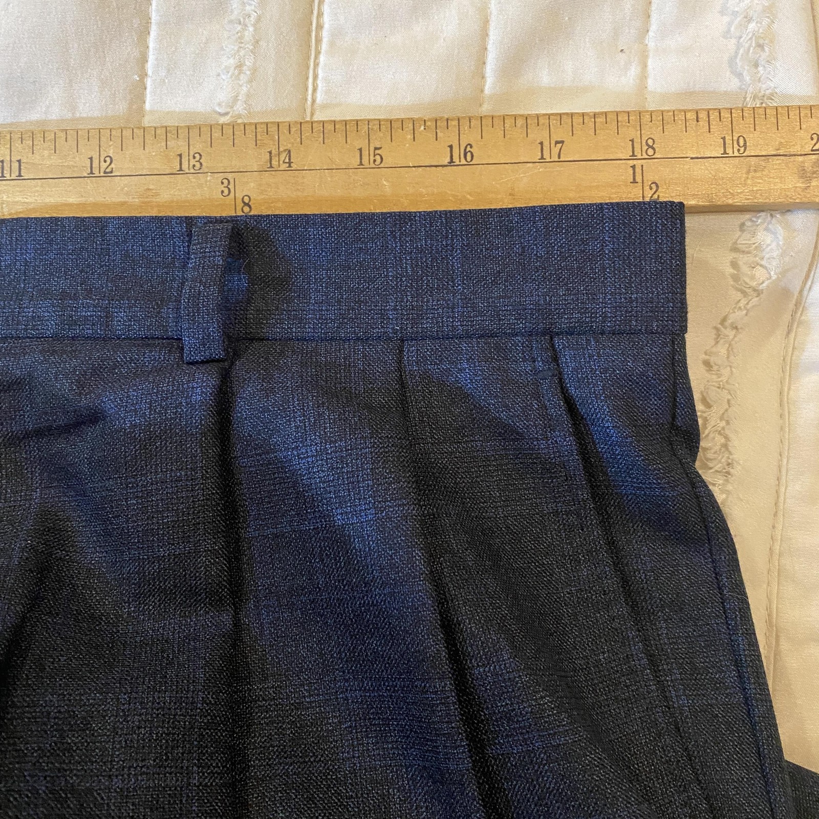 Hickey Freeman Suit Mens 42R 36×30 Blue Check Wool 2 Piece Saks Fifth Two Button