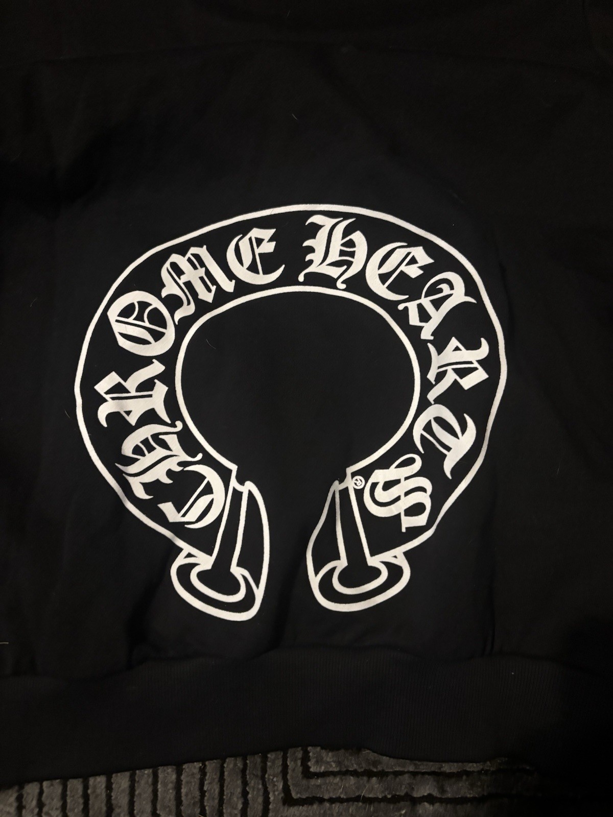 Chrome Hearts Men’s Black Pullover Gothic Logo Sleeve Graphic Hoodie Size L NWT