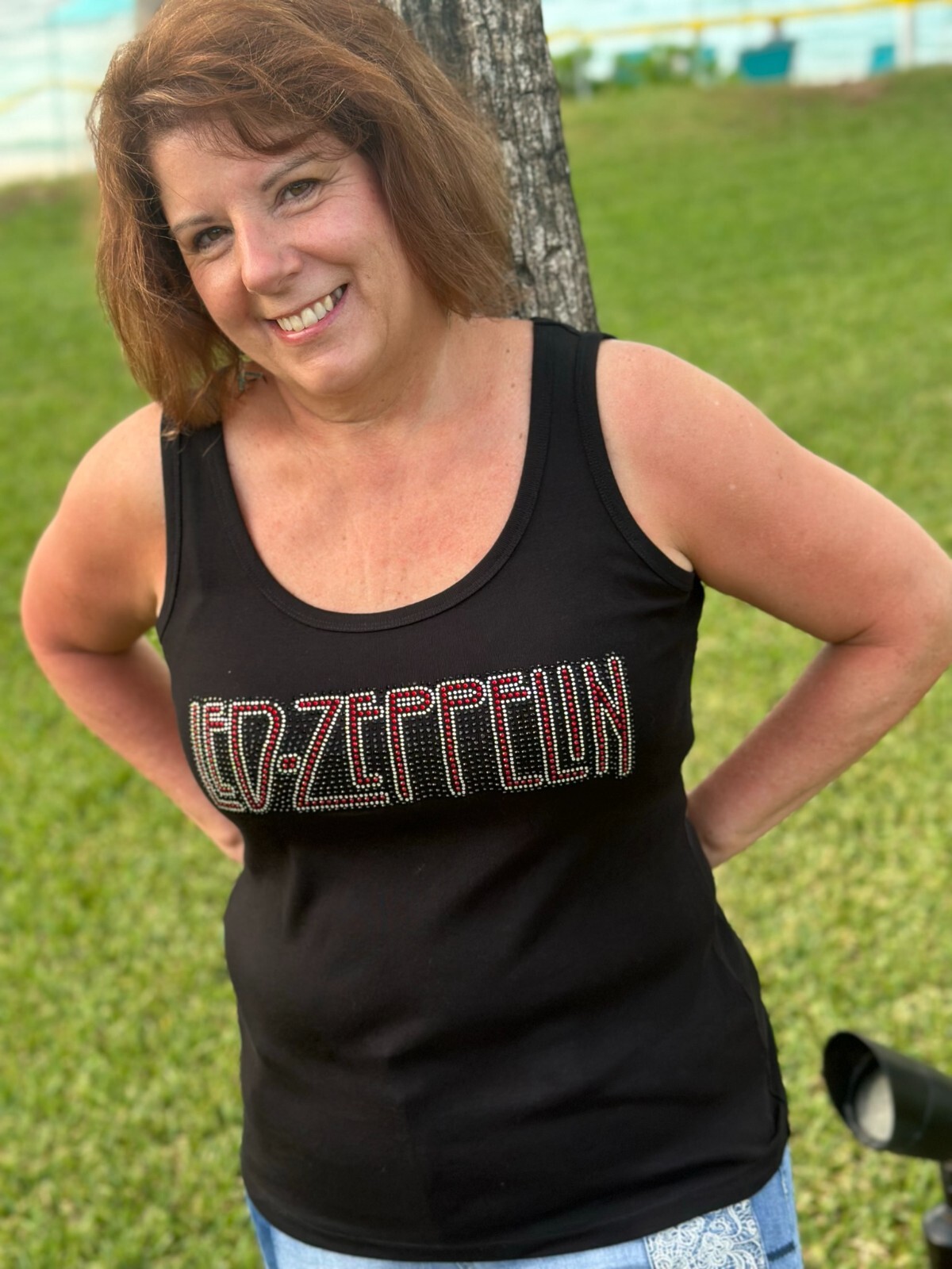 Led Zeppelin rhinestone tank top XS, S, M, L, XL, XXL, 1X, 2X, 3X, 4X,5X block