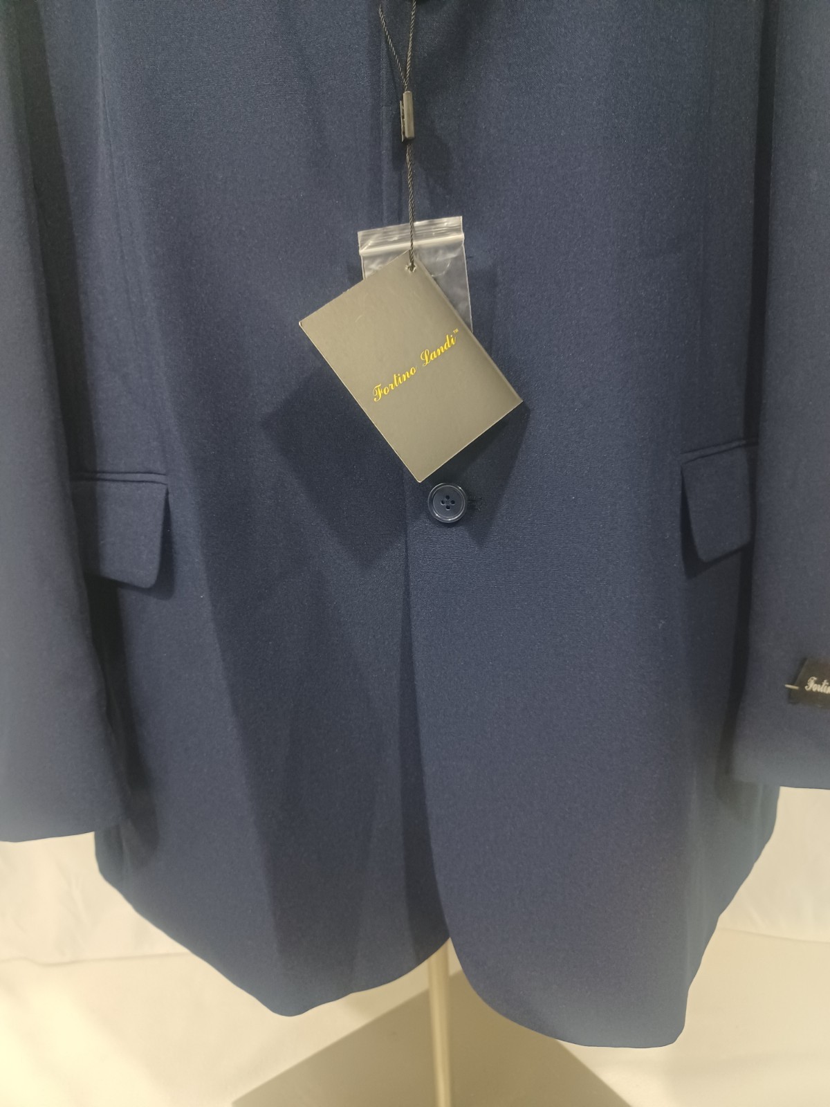 Fortino Landi Men’s Navy 2-Piece Suit Size 48L Pants 42W Unhemmed