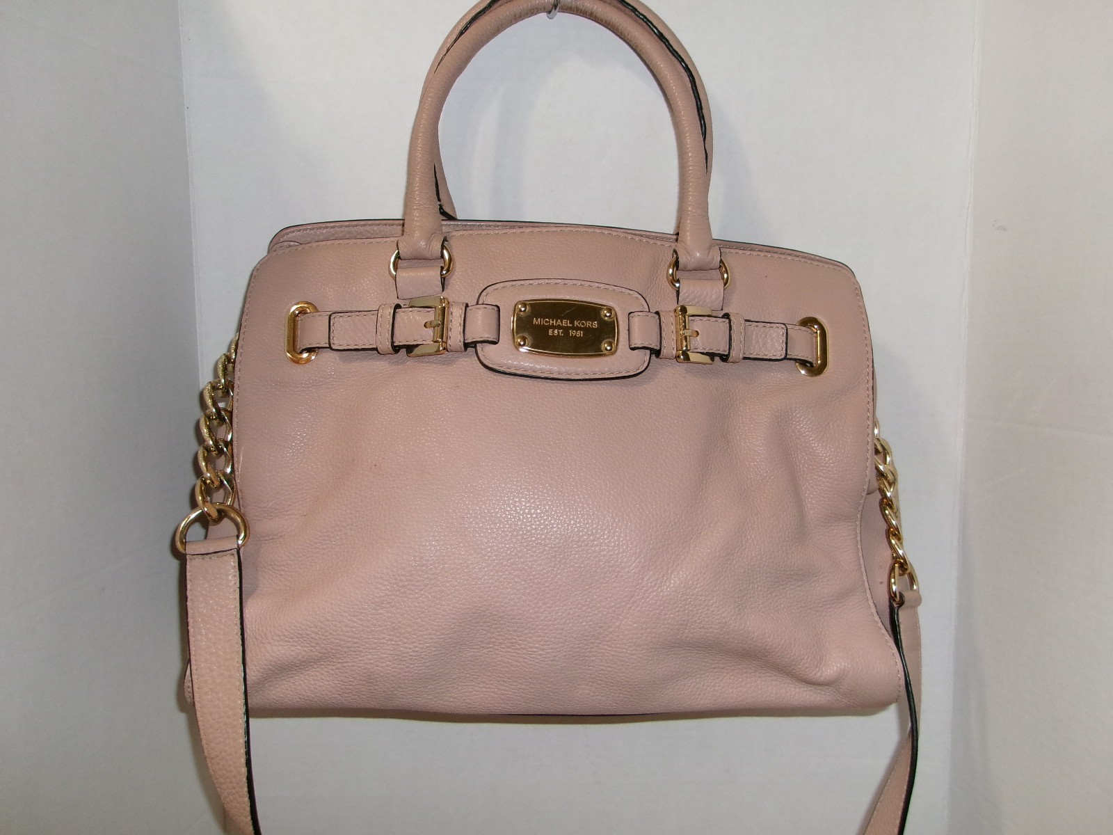 MICHAEL KORS HAMILTON BLUSH PINK LEATHER CHAIN STRAP