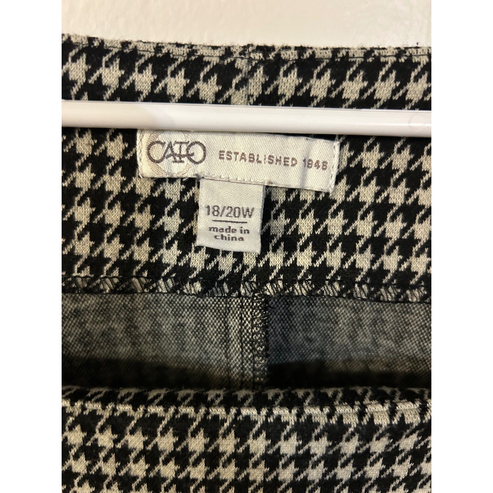 Cato Women B/W Houndstooth Square Neck Puff Sleeve Blouse Top Plus 18/20