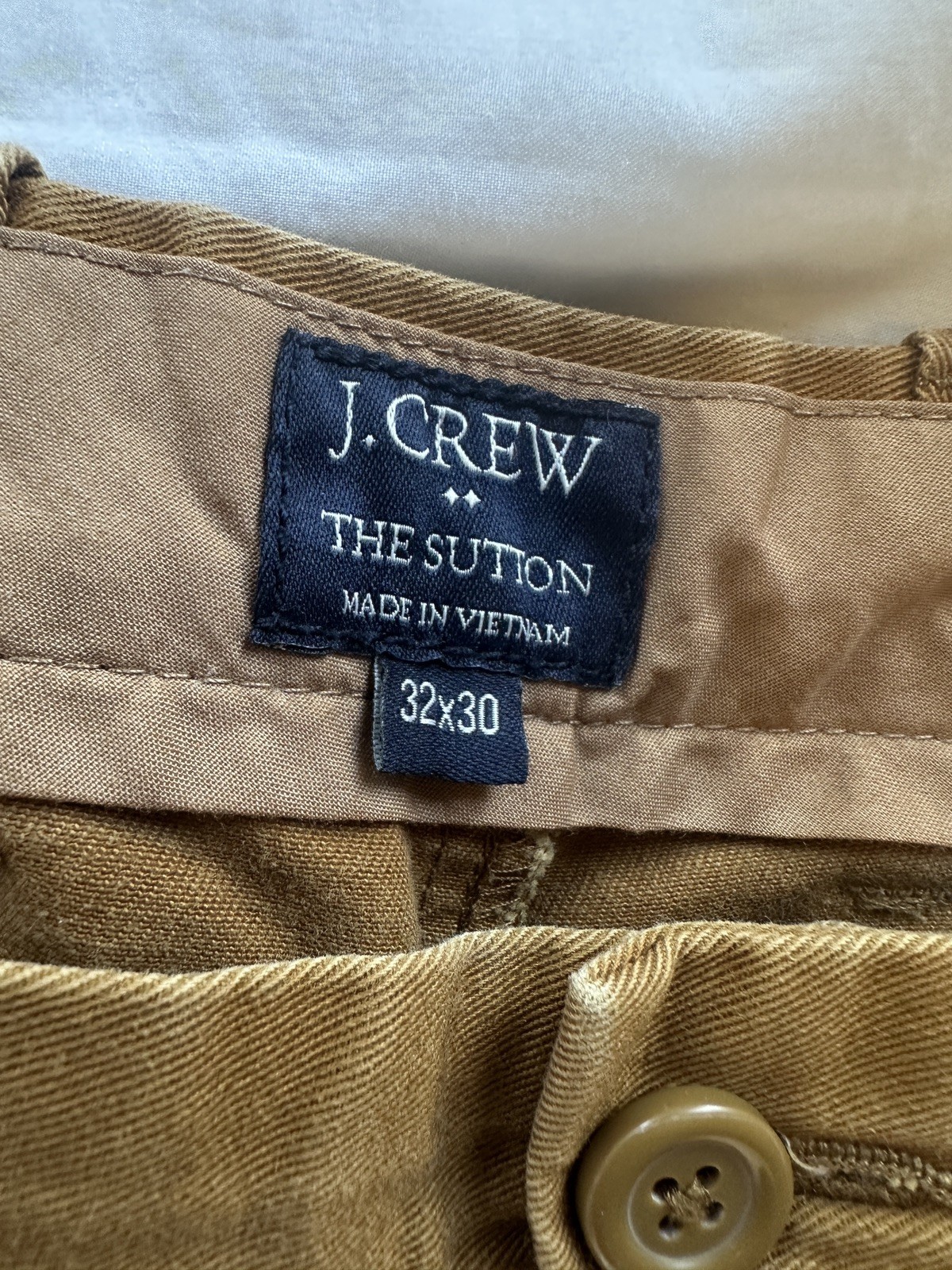 J.Crew The Sutton Chino Pants Mens 32×30 Brown Khaki Cotton Slim Straight Twill