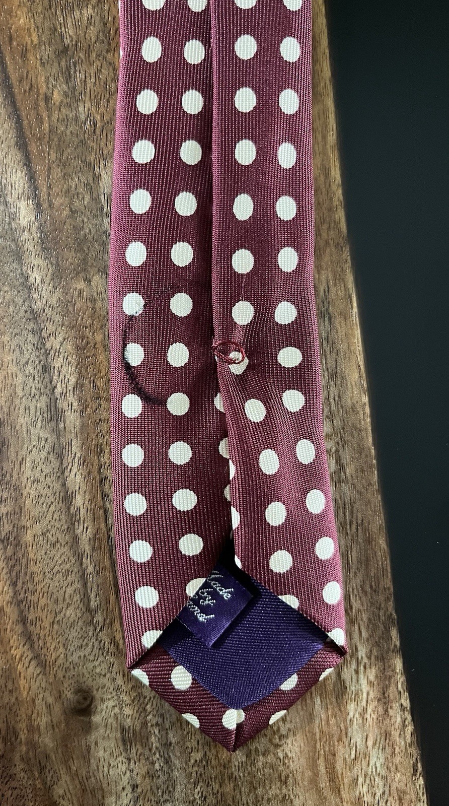 Vintage 90s Ralph Lauren Purple Label Silk Tie Polka Dot Made In England 3.5″