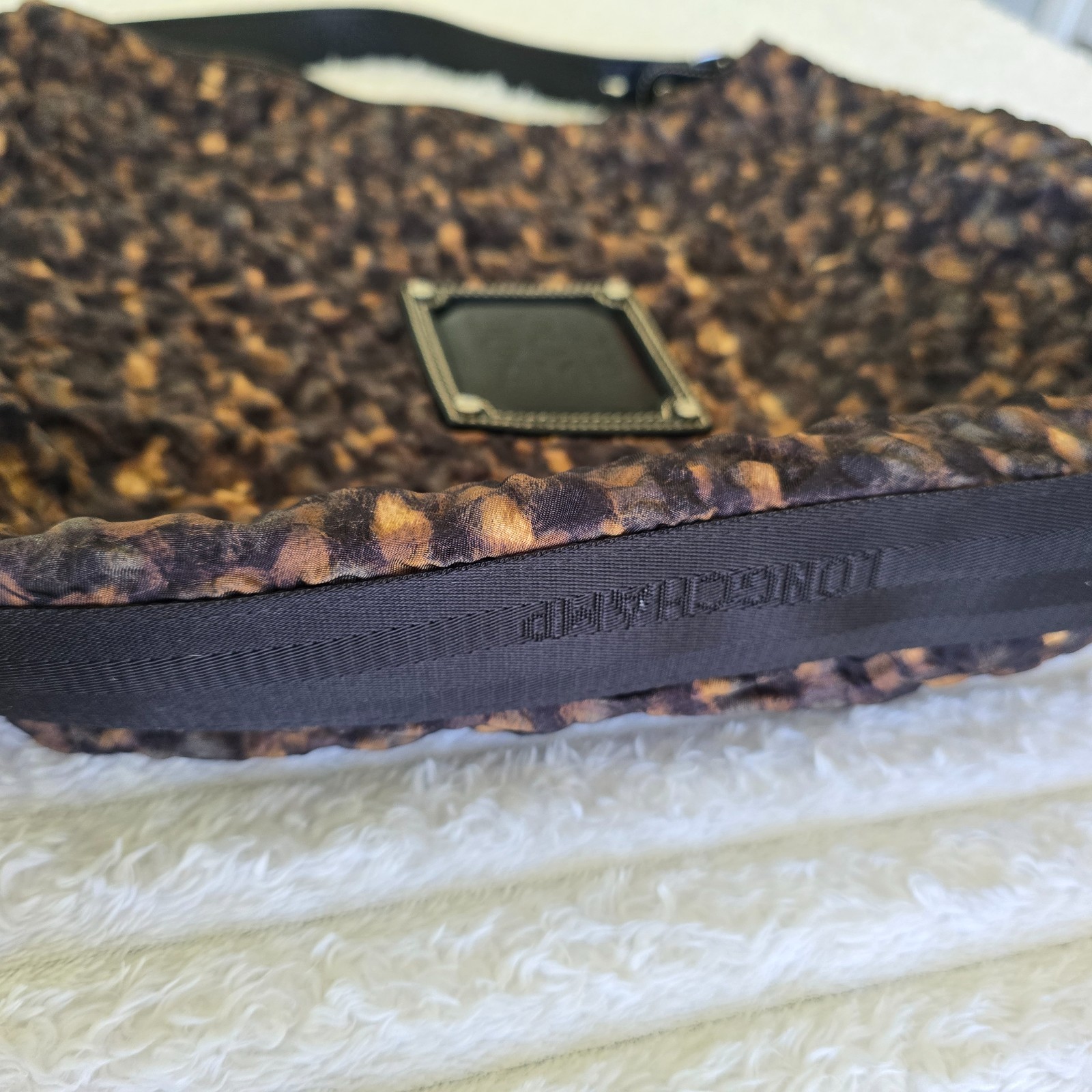 Longchamp Shoulder Bag- Woven Textile & Leather – Missing Zipper – READ