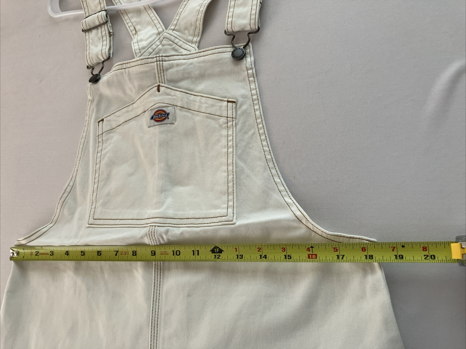 Dickies Bib Overall Dress Womens Medium Off White Utility Pinafore Workwear NWT