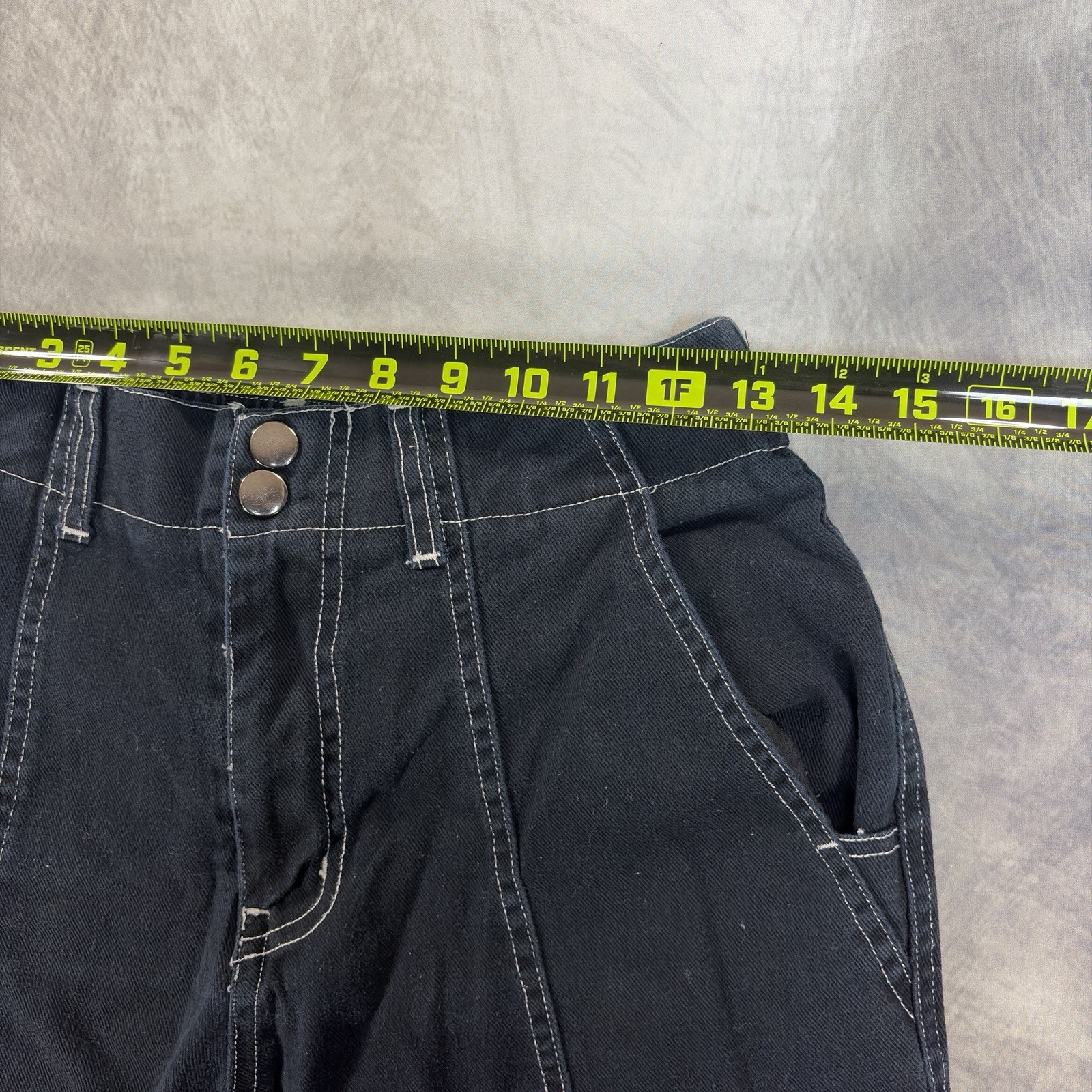 RSQ Cargo Pants Womens Small Black Contrast Stitch Y2K Wide Leg