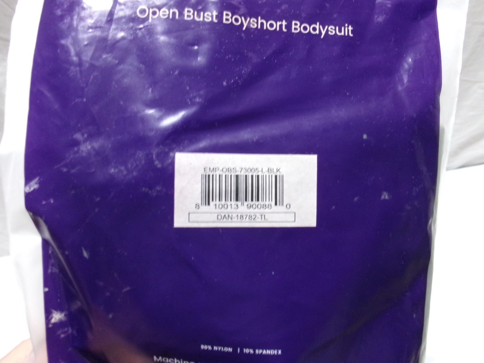 U147 EMPETUA Open Bust Boyshort Bodysuit Black Womens Size Large