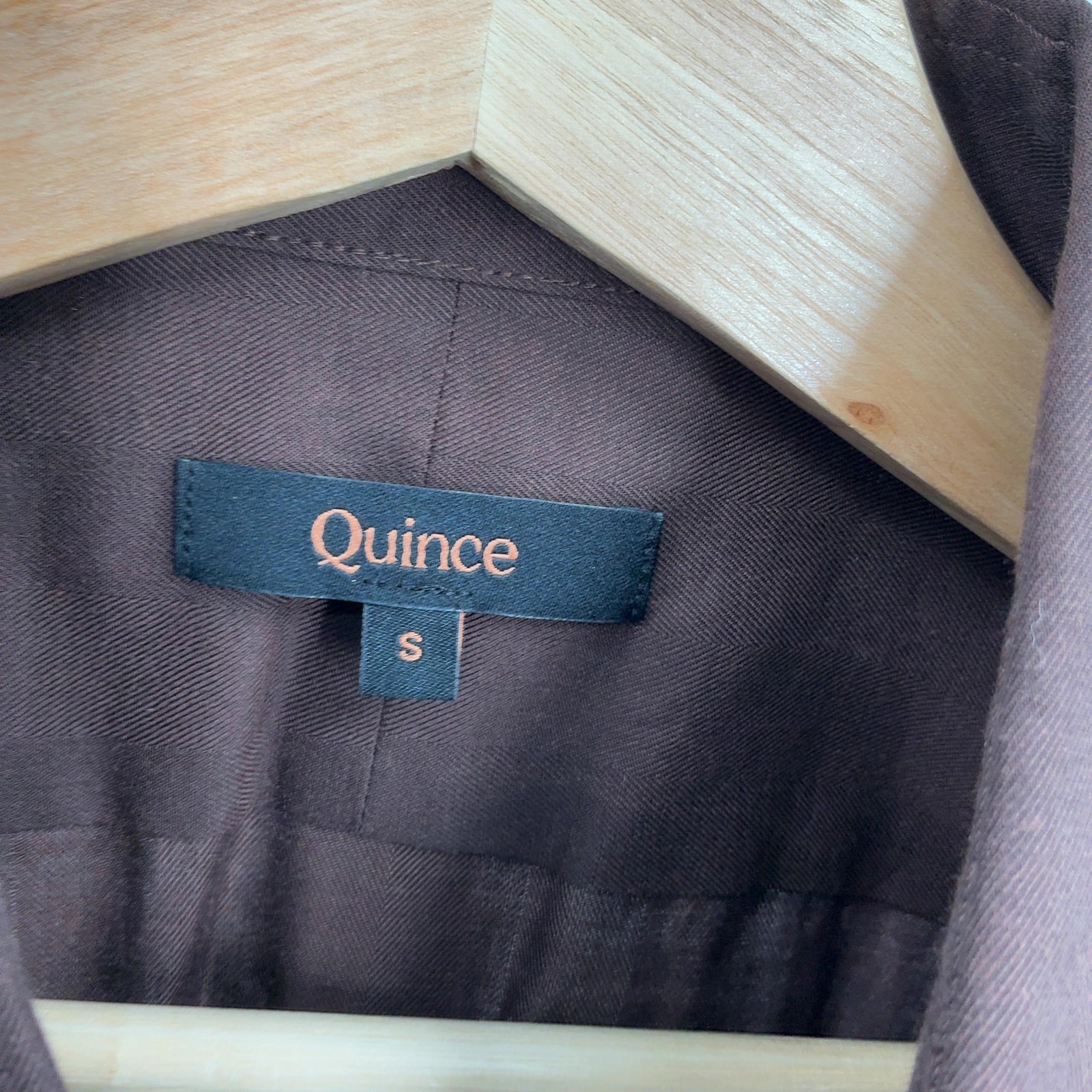 Quince WoiMen Organic Cotton Cashmere Dress Shirt Brown Sleeved Top S