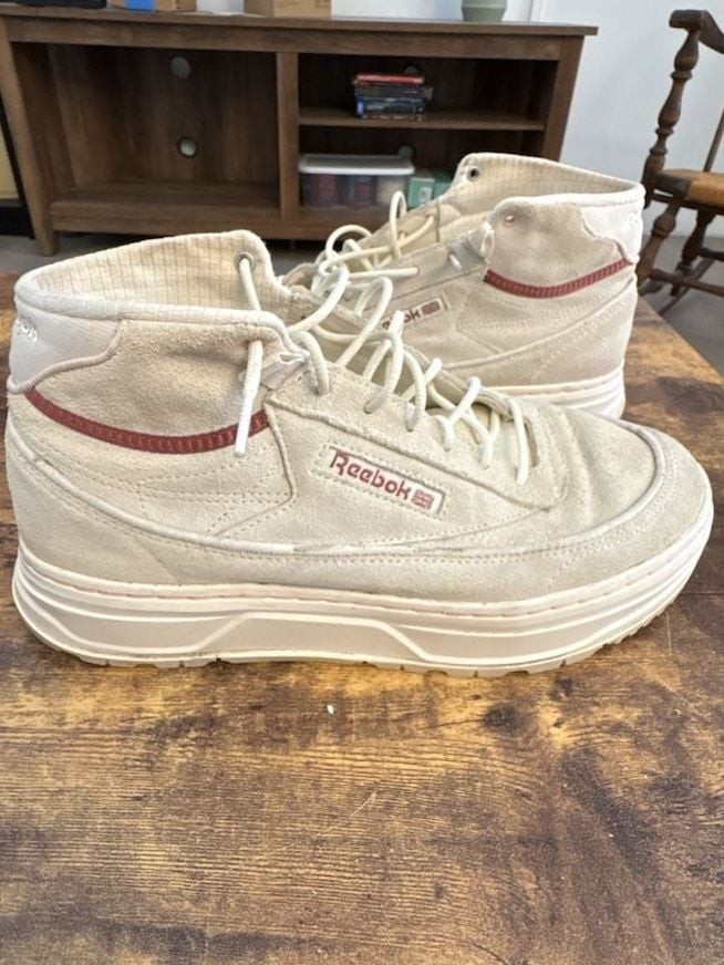 Reebok Women’s Club C Geo Mid Platform Sneakers in Chalk/Stucco