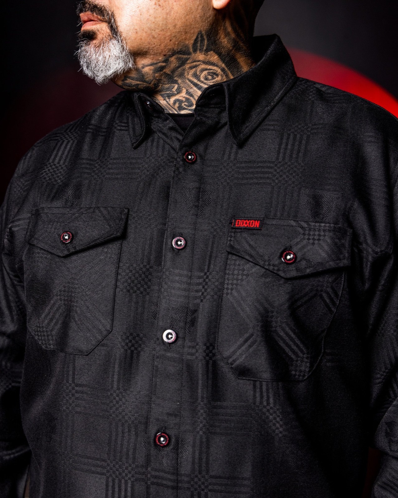 DIXXON Flannel “Thundercat 2.0” Men’s LARGE TALL LT Jacquard Black Button Shirt