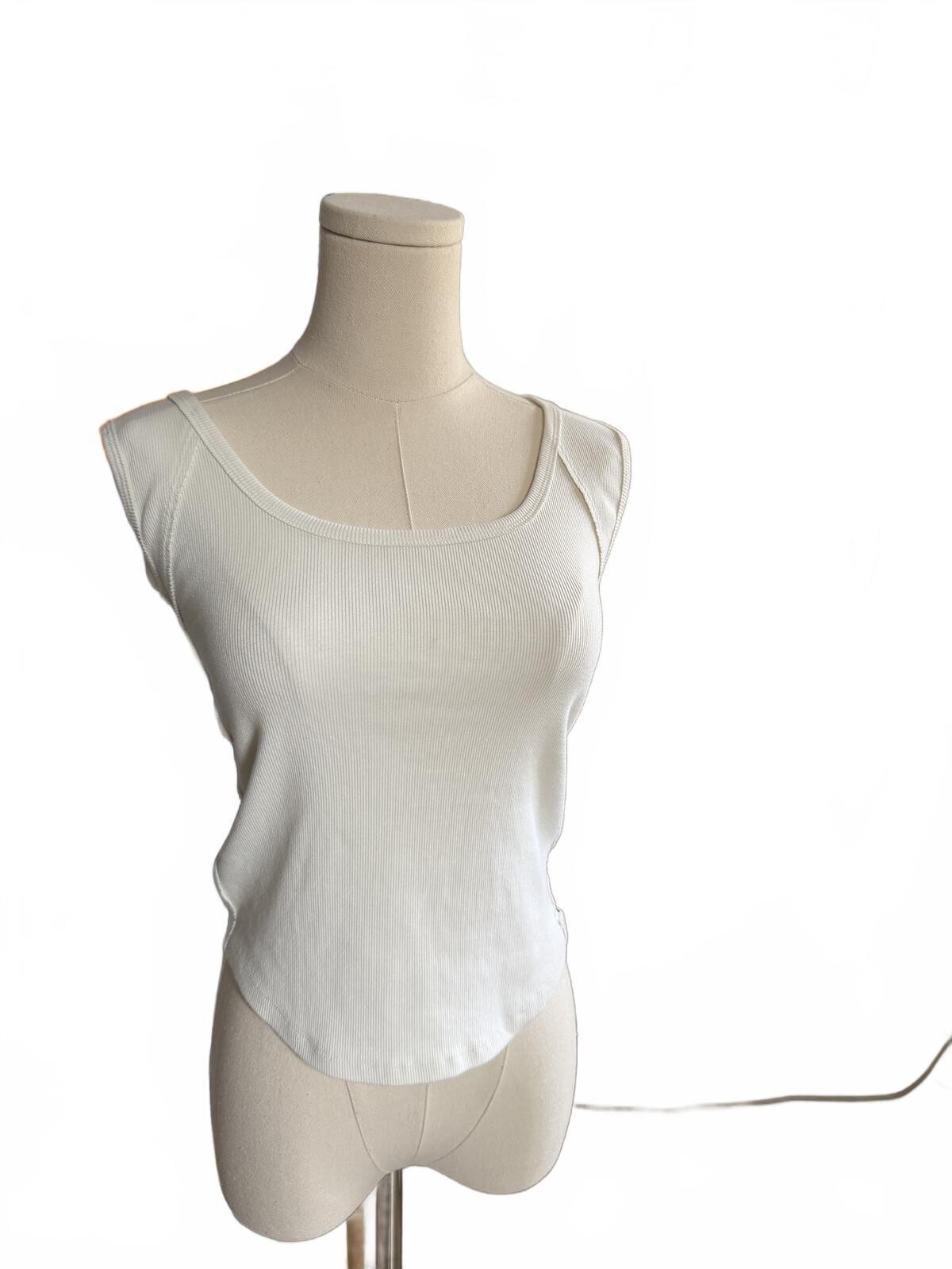 Free People We The Free Ribbed Sleeveless Tank Top Cream