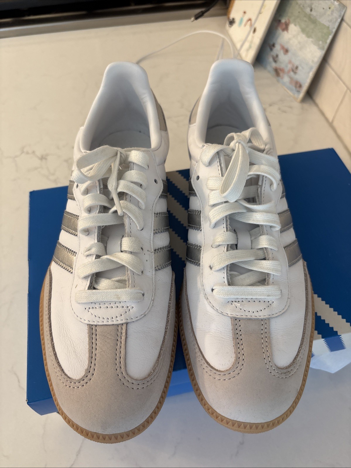 Size 10 – adidas Samba OG White Silver Metallic Grey W