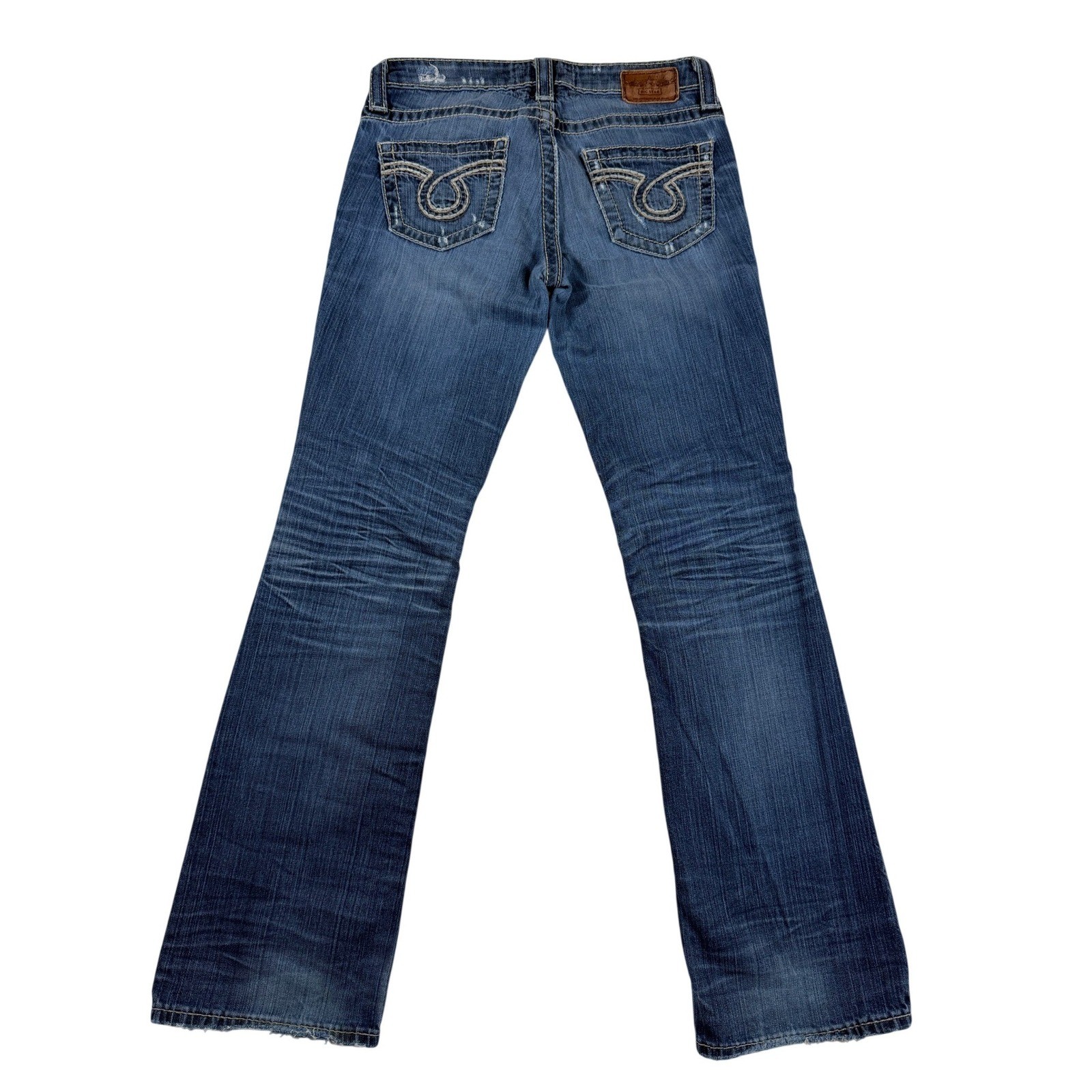 Big Star Miki Bootcut Jeans Thick Stitch Low Rise Distressed Womens 26R 30 X 30