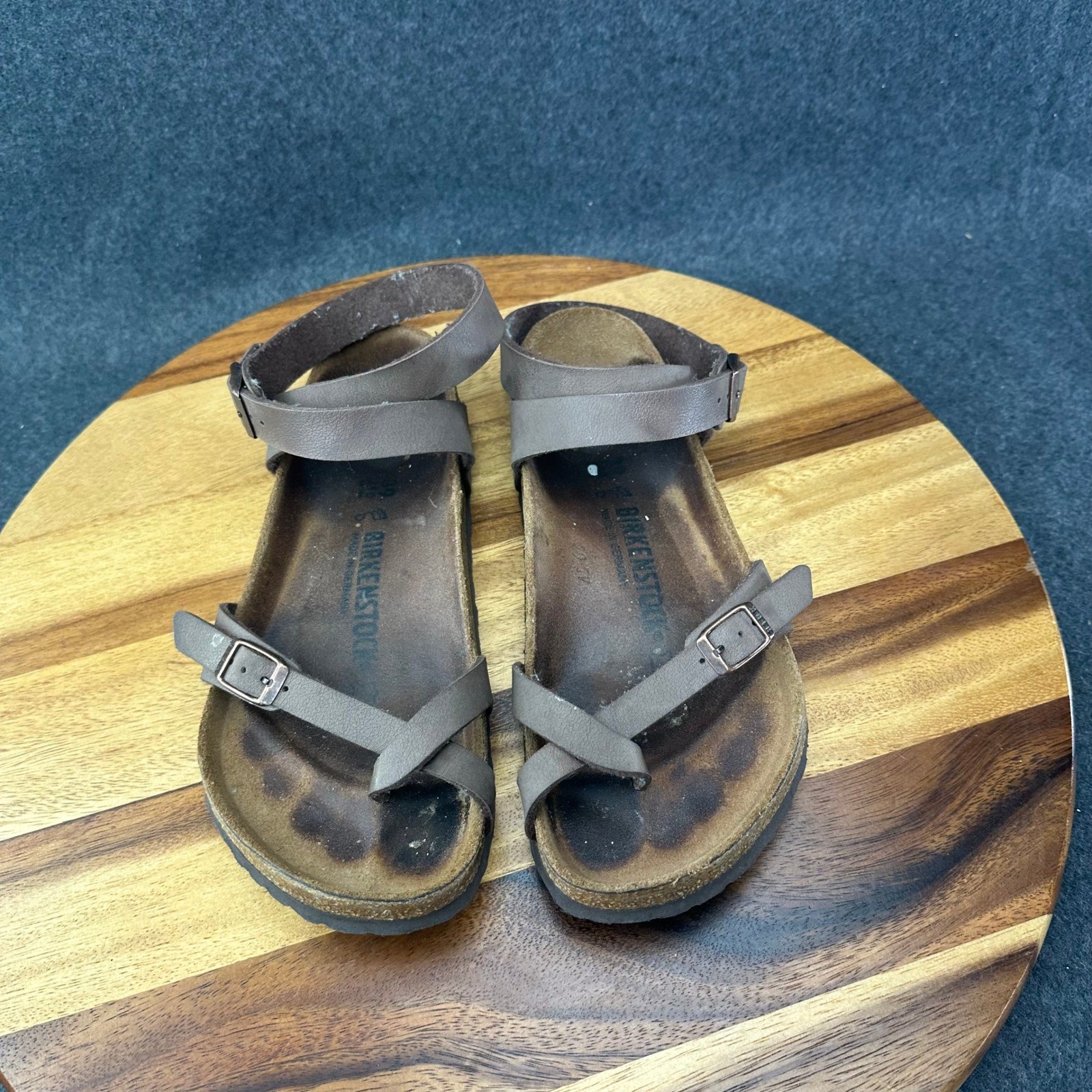 Birkenstock Yara Habana Oiled Leather Sandals Ankle Strap Brown Womens Sz 8-8.5