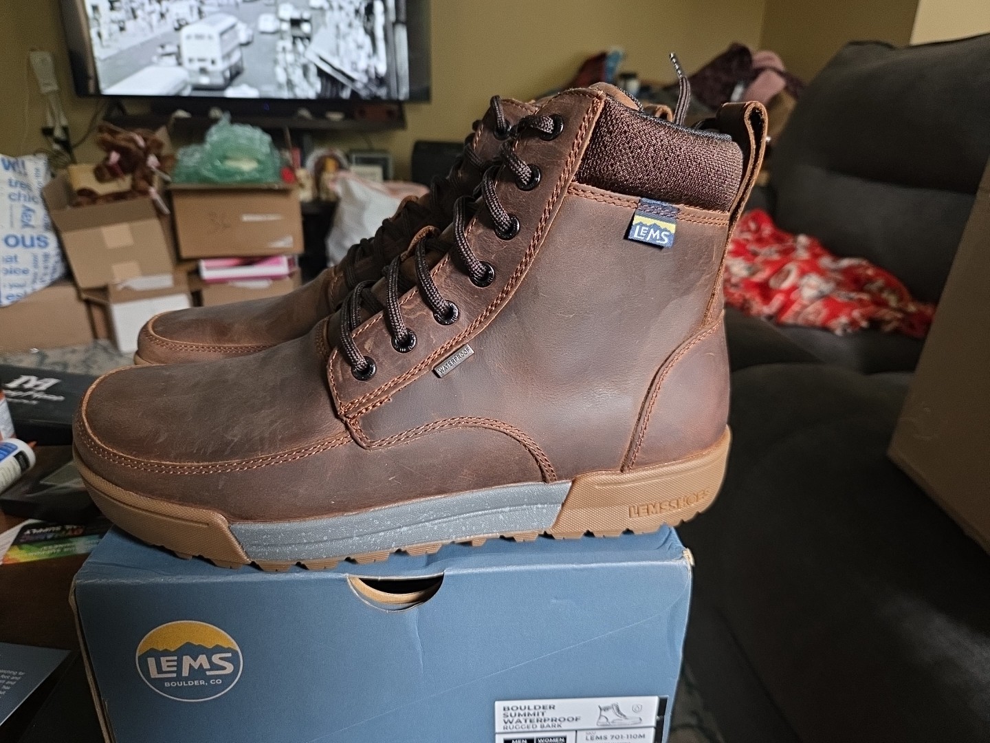 NIB – LEMS Boulder Summit Waterproof Boots – MENS size 11 RUGGED BARK 701-110M