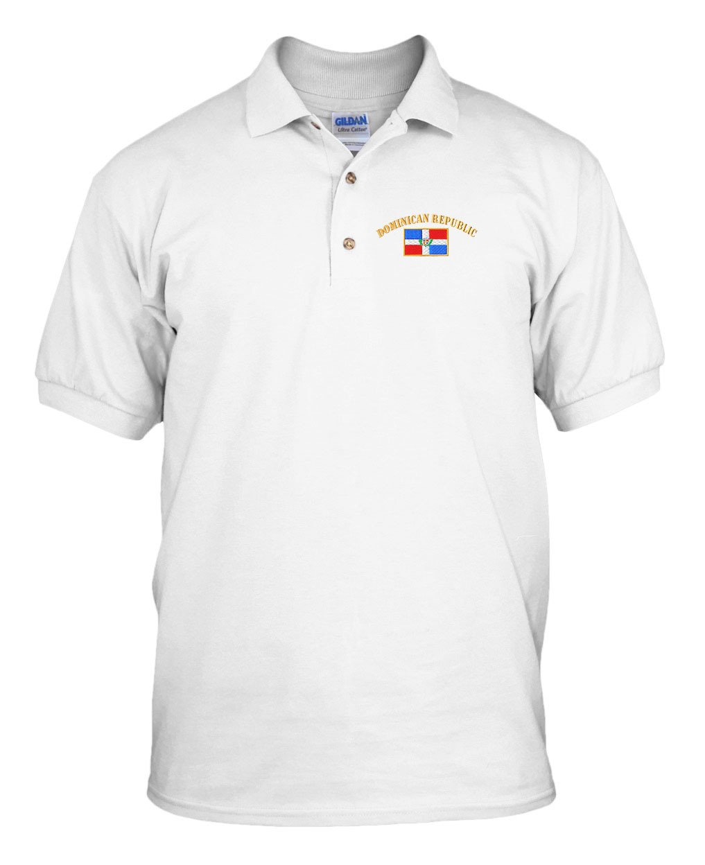 DOMINICAN REPUBLIC FLAG Embroidery Embroidered Golf Polo Shirt