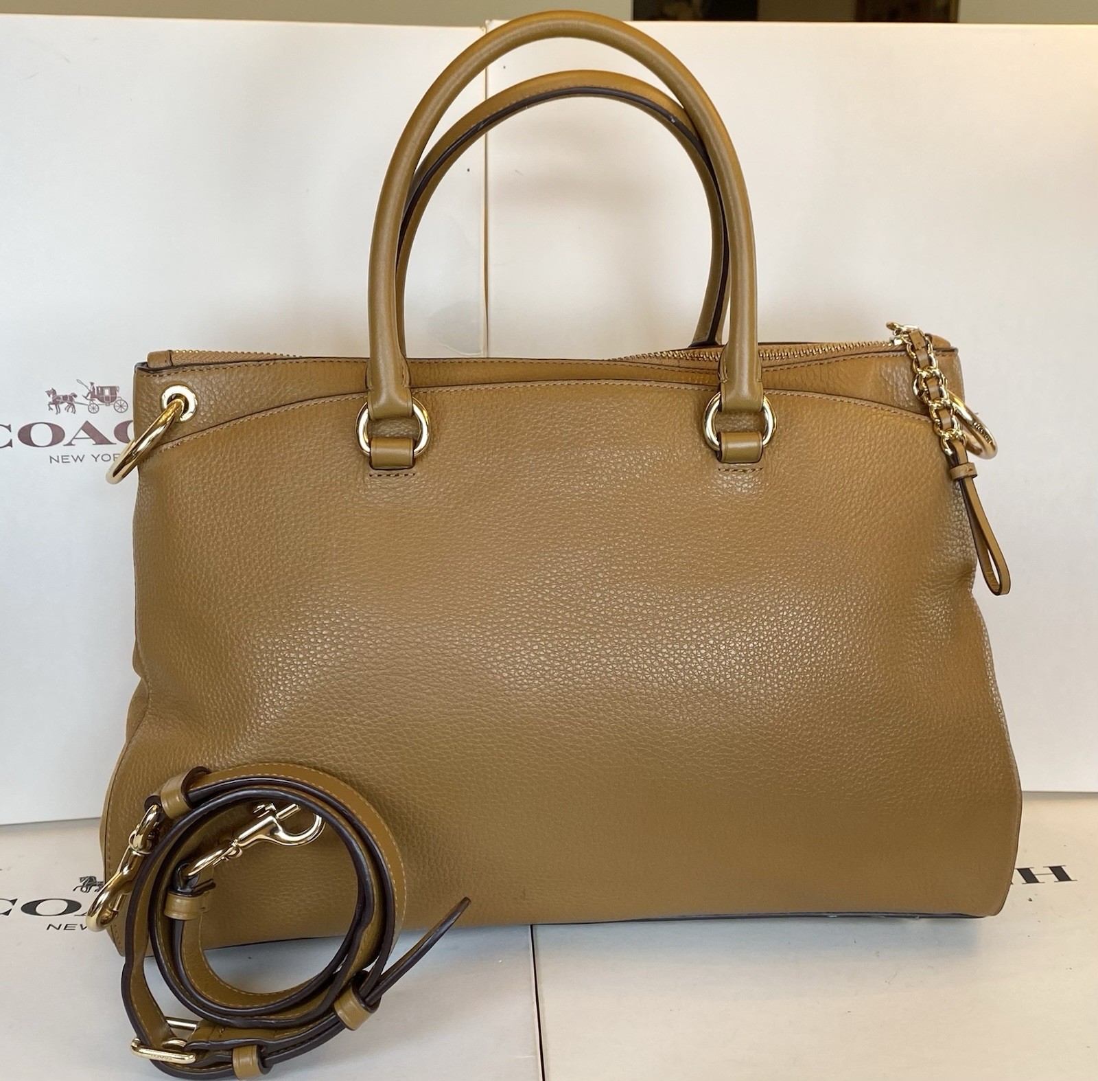 Coach F76640 Mia Convertible Satchel In Mixed Leathers Saddle