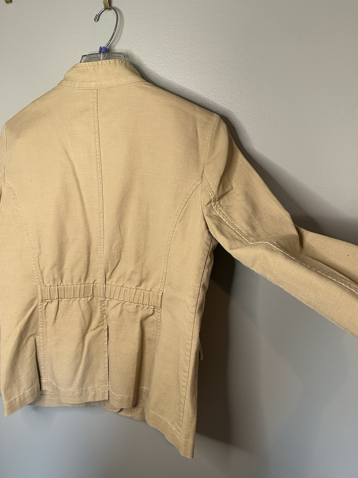 Talbots Jacket Womens Small Tan Utility Safari Military Button Cotton Khaki