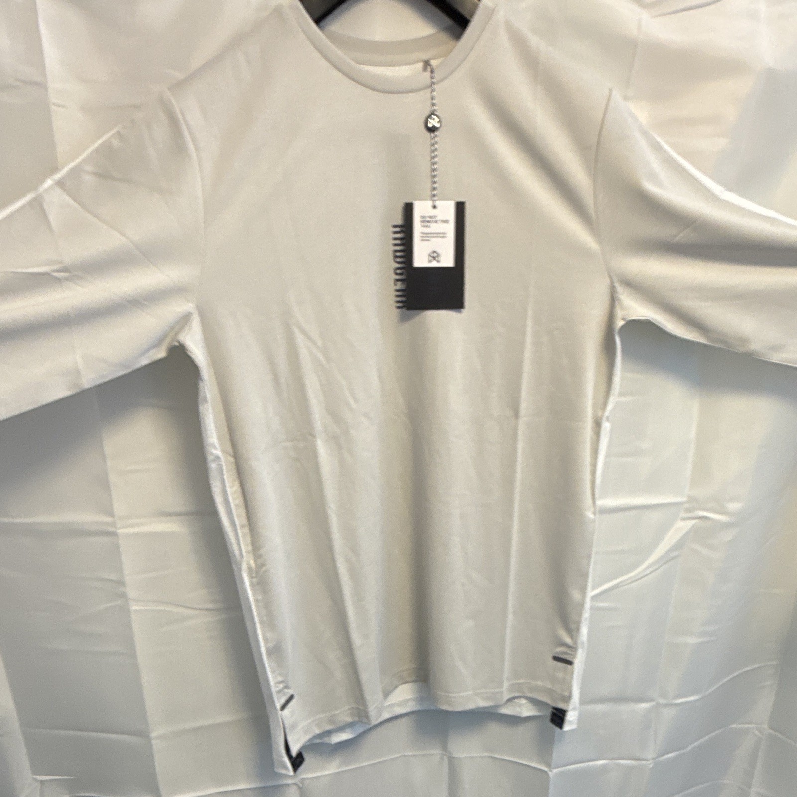 RAWGEAR Grey/White Long Sleeve Crew Neck Athletic Breathable Gym Tee Size M