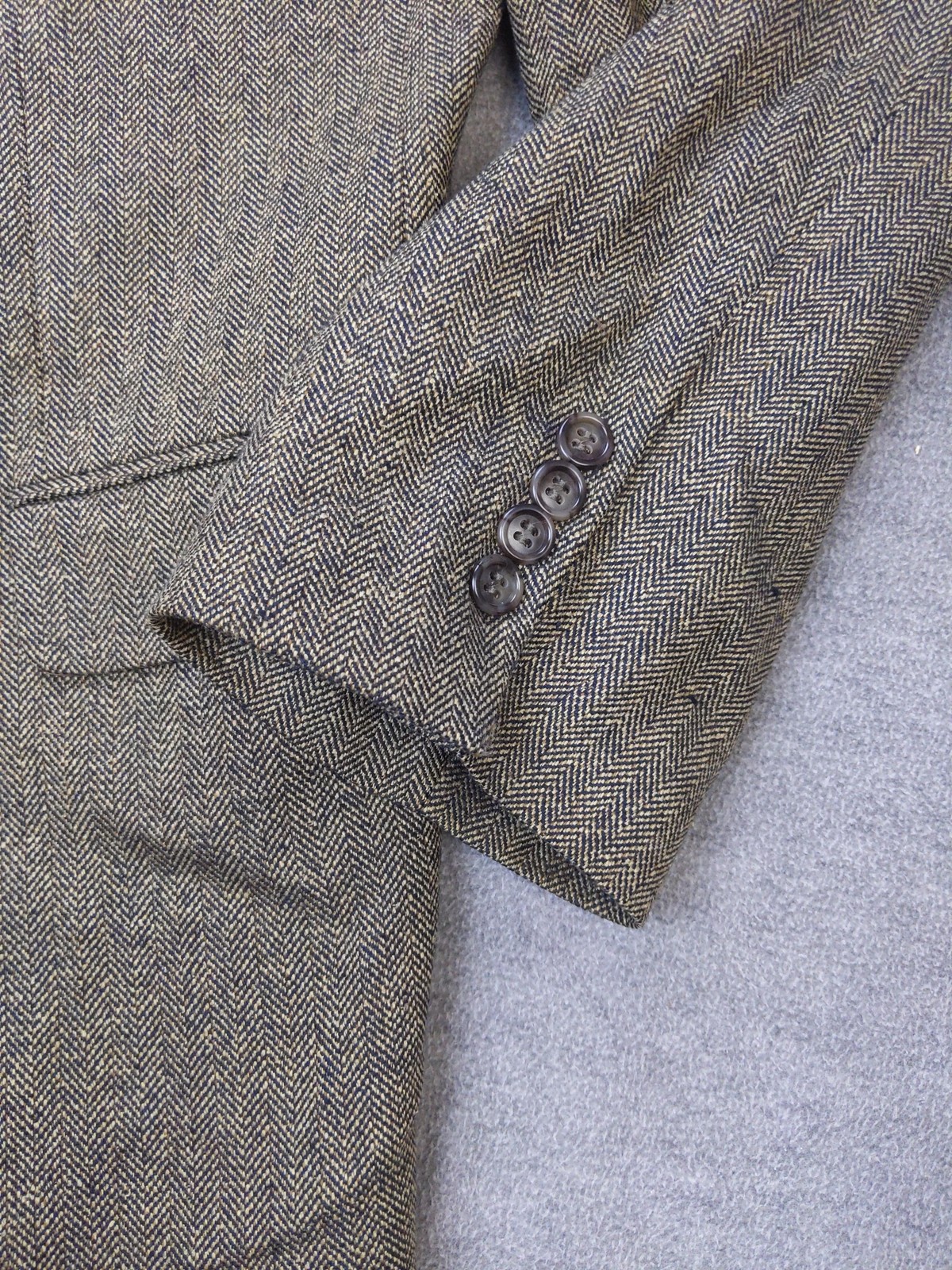 Tailors Row By Deansgate Blazer Mens 48 Brown Silk Wool Herringbone Sport Coat