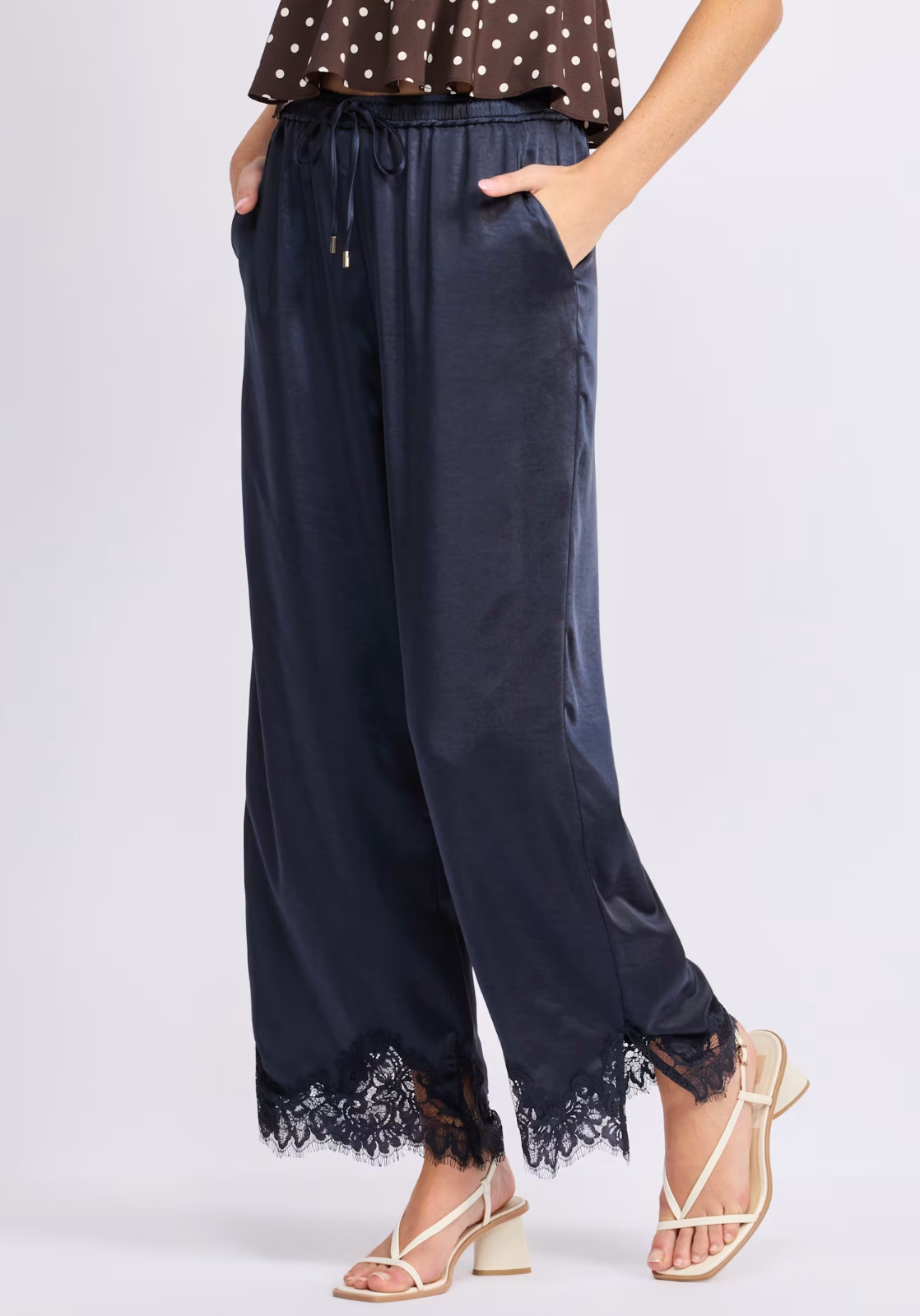 Stitch Fix: Skies are Blue Anastasia wide leg pant Navy/Black lace Size XL