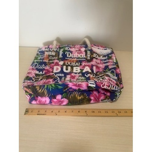 Souvenir Beach Tote Bag Dubai United Arab Emirates Rope Handles Floral Print