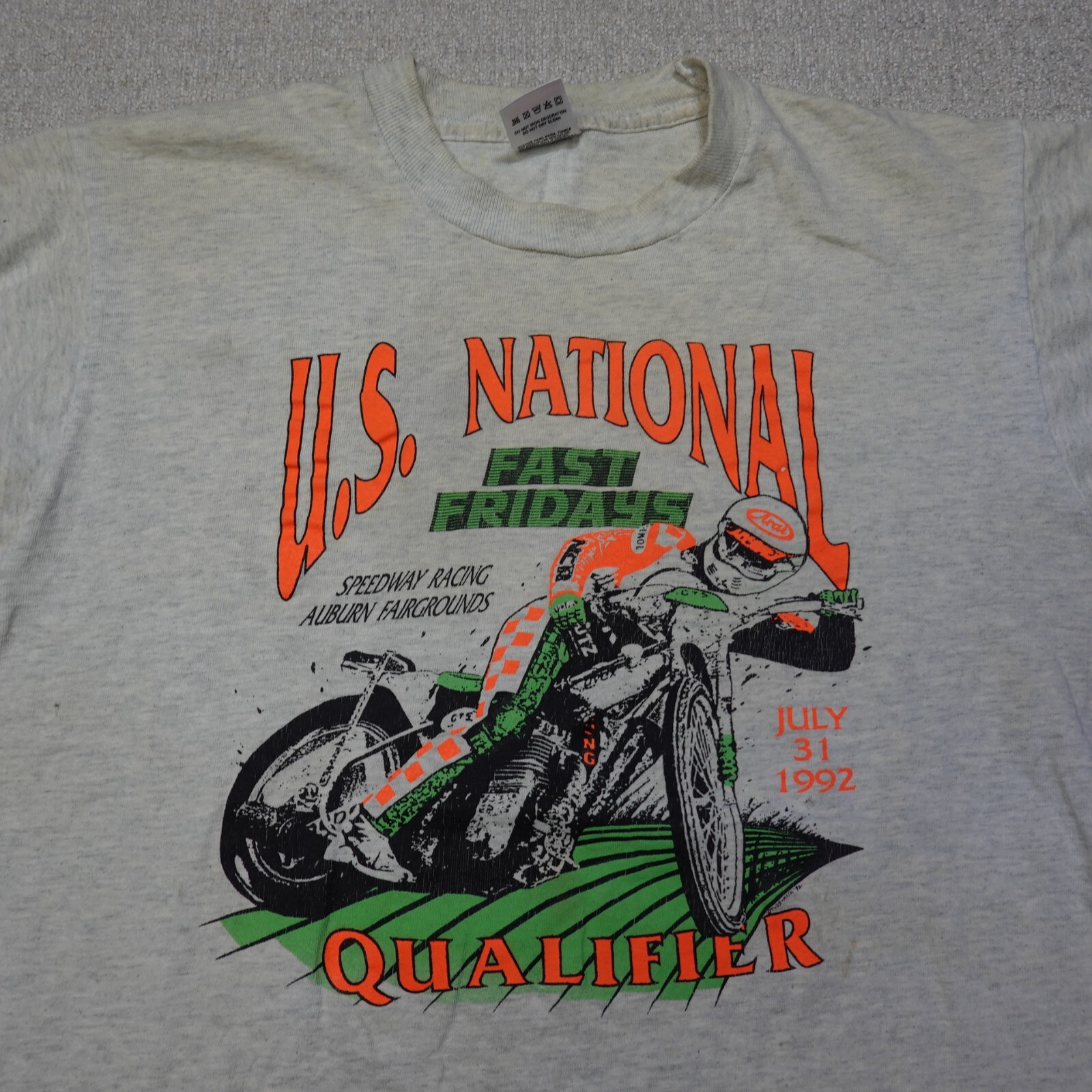 Vintage 1992 Fast Fridays Speedway Motorcycle Racing Shirt SMALL US National **