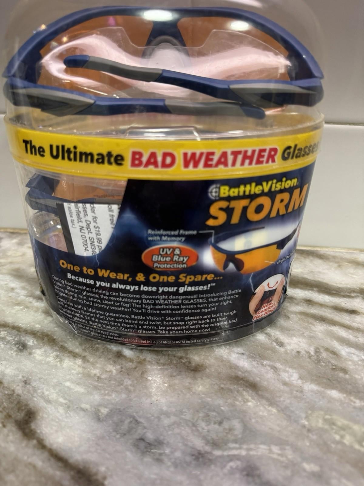 BattleVision Storm Glasses 2-Pack Bad Weather Driving Goggles Rain Snow Fog New