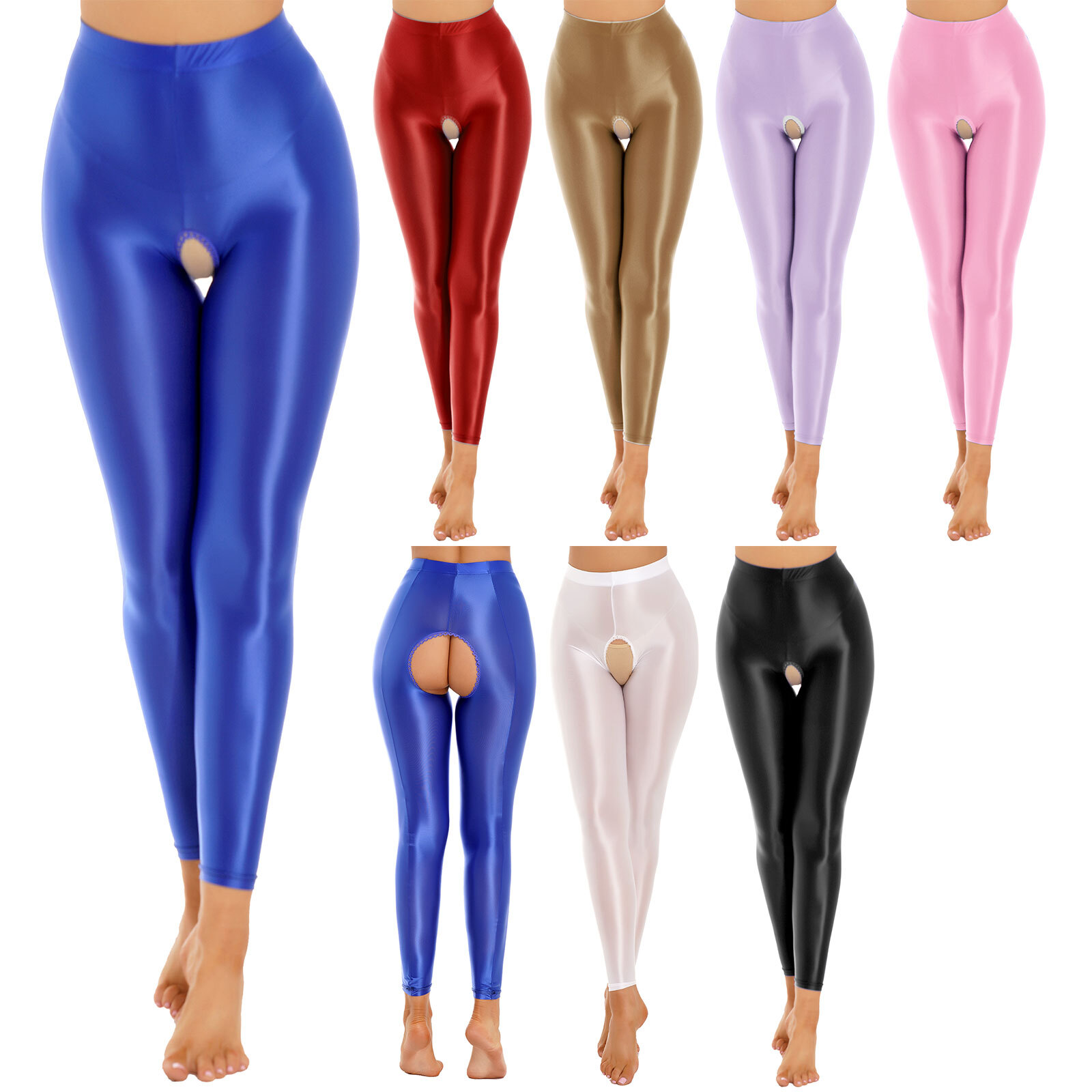 Womens Pantyhose Workout Trousers Elastic Waistband Pants Solid Color Clubwear