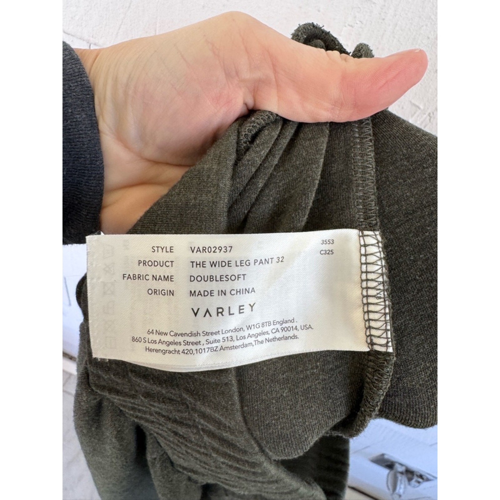 Varley The Wide Leg Pant in Olive Marl size XS