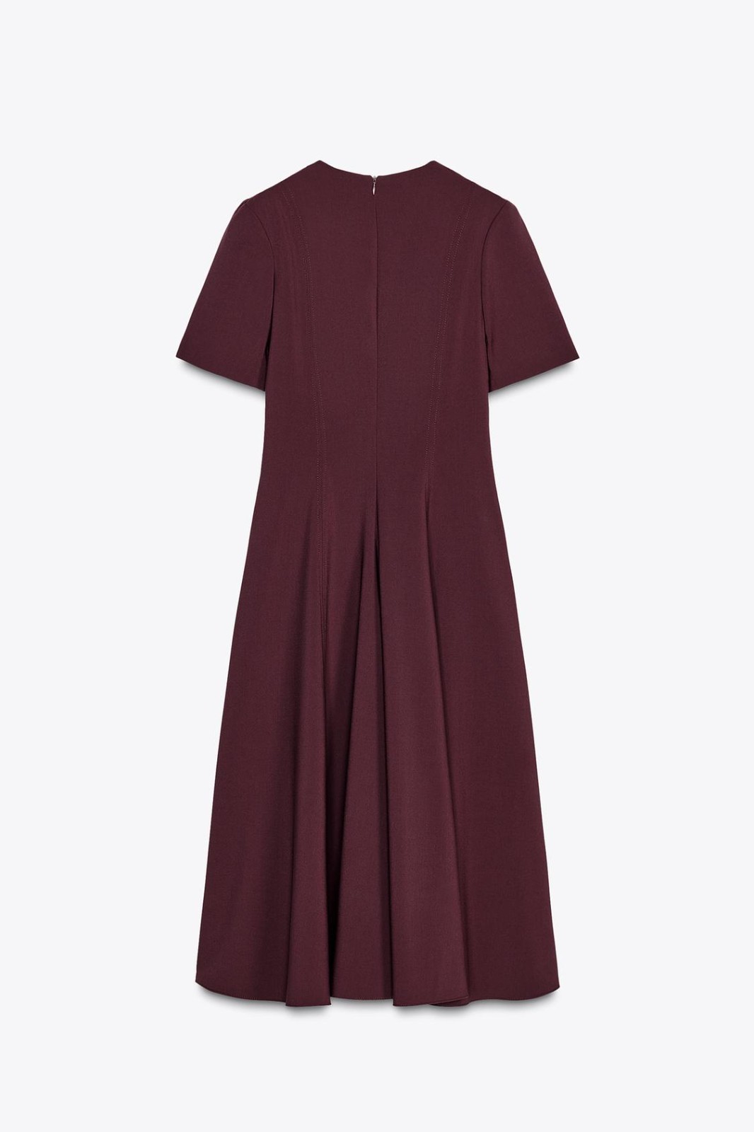 ZARA NWT WOMAN SS25 GODETS MIDI DRESS ZW COLLECTION BURGUNDY 2648/952_S-XL