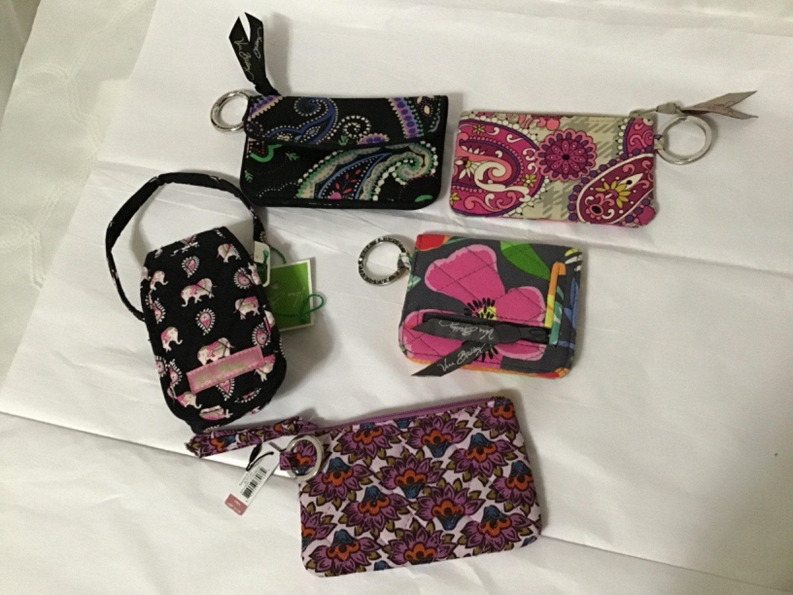 Vera bradley multi colored ID coin wallet & cell phone case wristlet , lot of 5