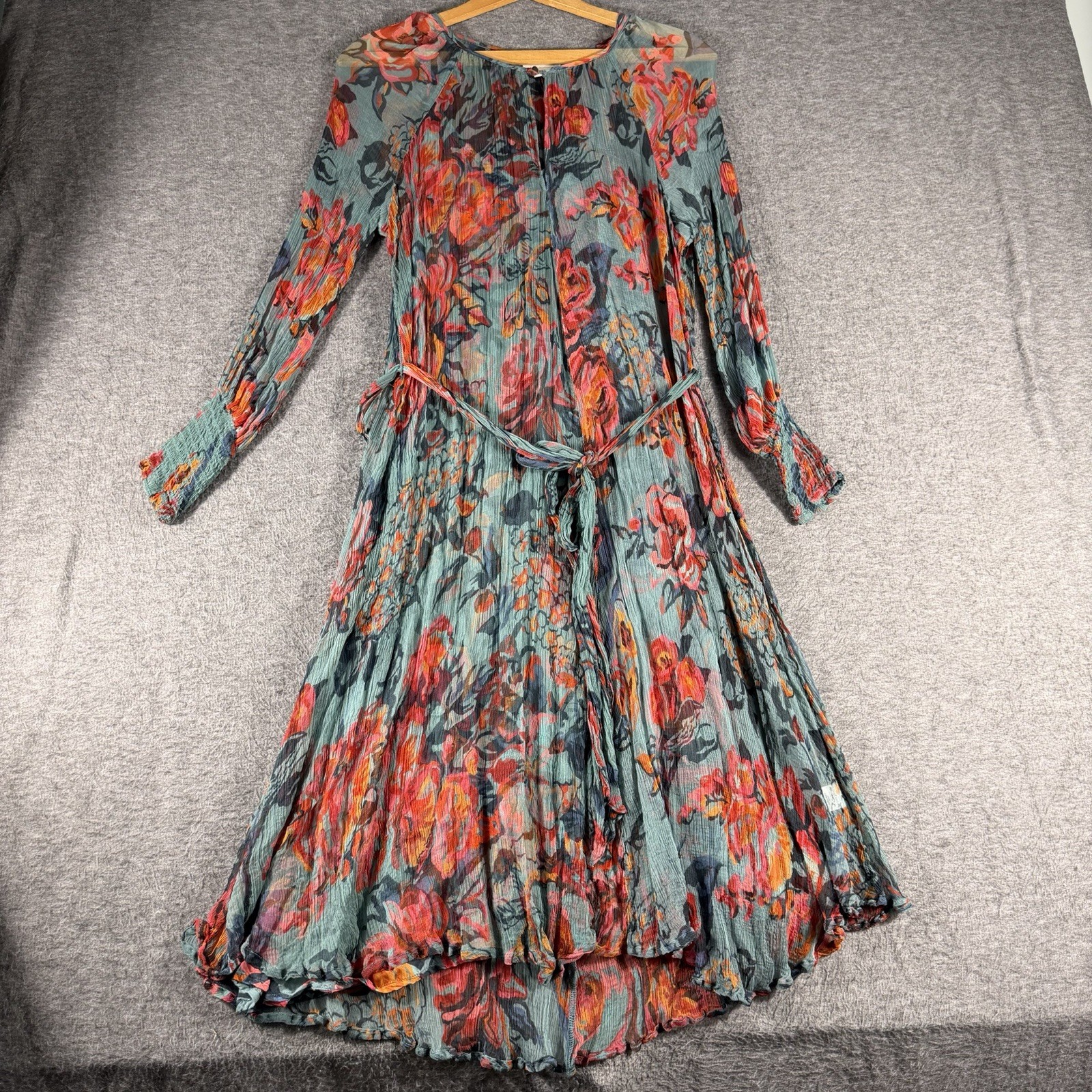 Sundance Women’s Chiffon Sheer Garden Floral With Slip Dress SZ XS Boho Peasant