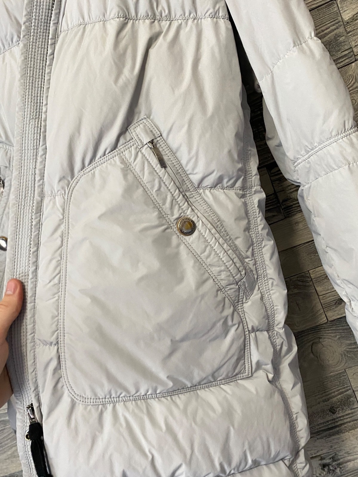 PARAJUMPERS PJS Womens Winter Down Puffer Fur Trim Logo Long Bear Parka Jacket M