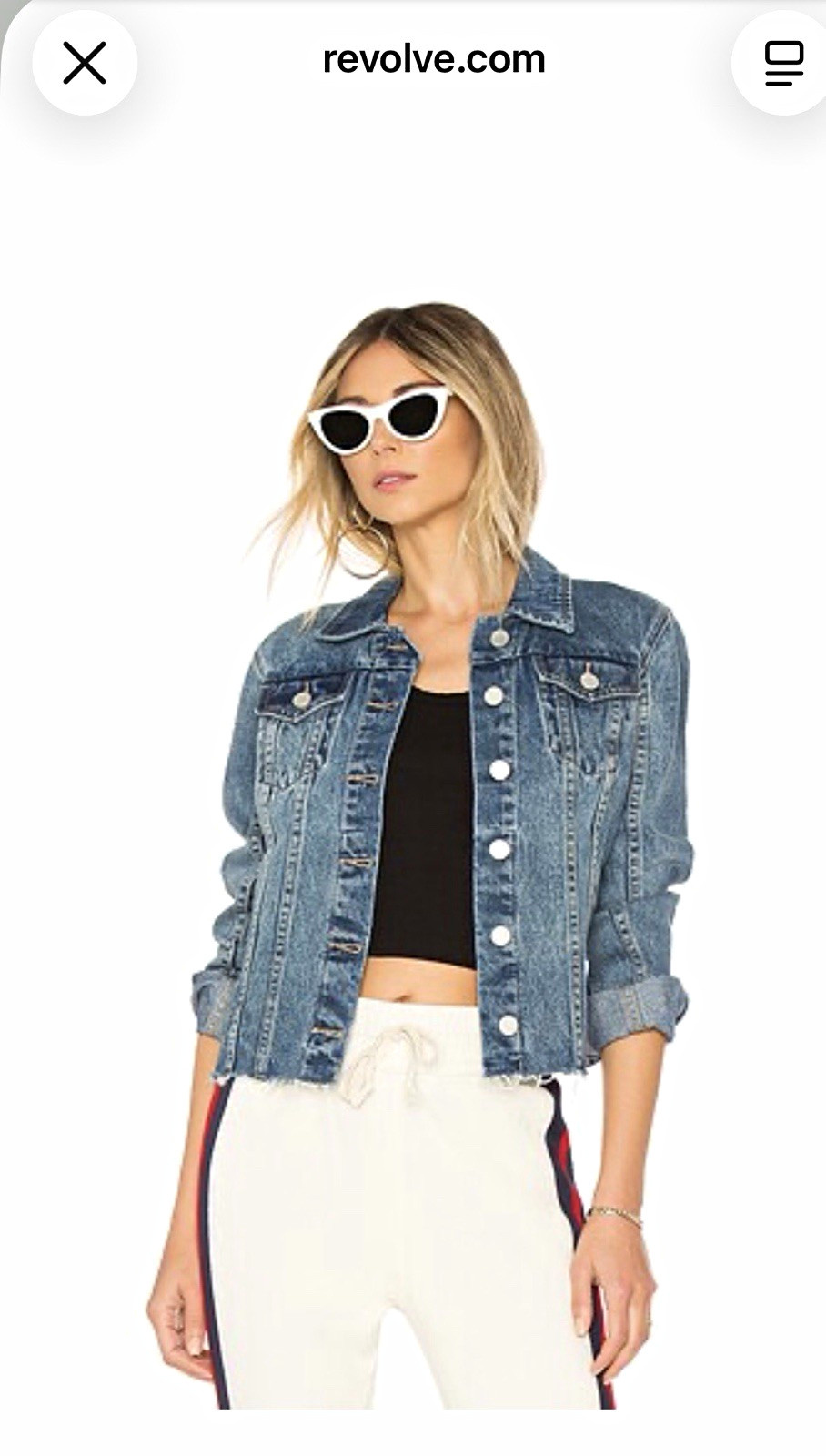 BLANKNYC Traffic Jam Denim Trucker Jacket Raw Hem Light Wash Size L