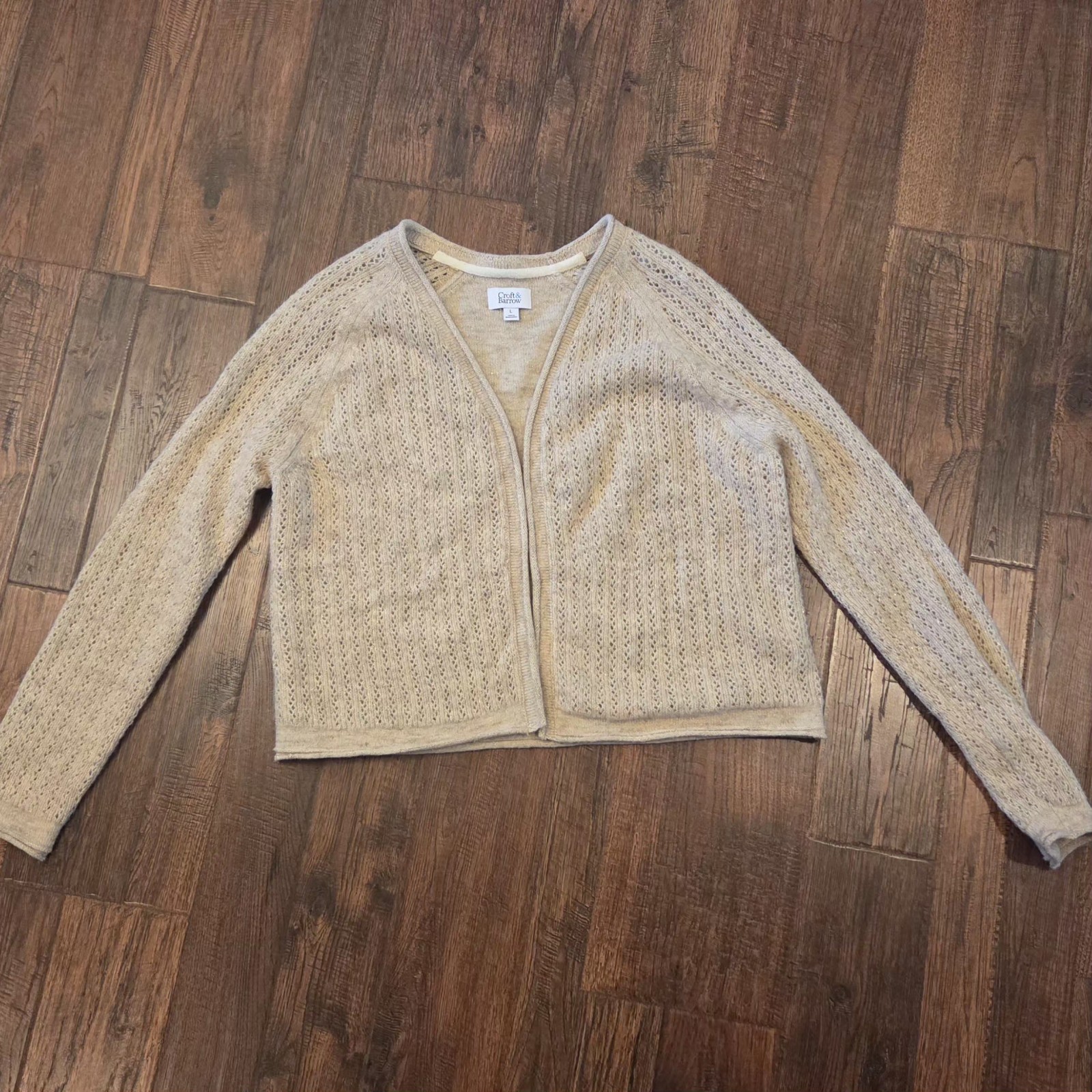 Croft And Barrow Cropped Cardigan With Sparkle Womens L All Seasons NWOT