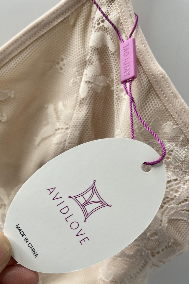 Avidlove Bra Womens XL Beige Lace Bralette Sheer Stretch Wireless Unlined