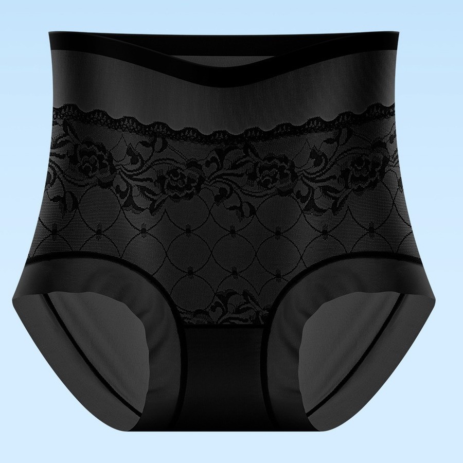 Women High waist Briefs Ultra-thin Floral Lace Seamless Shaper Underwear 77451
