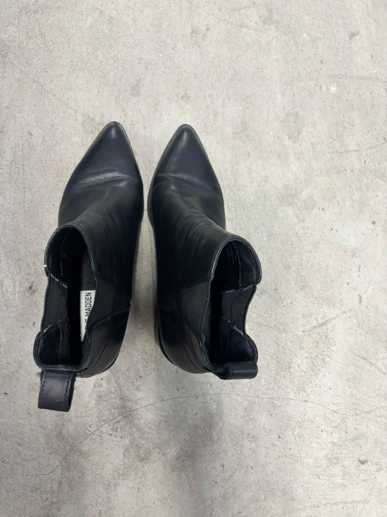 Steve Madden Women Black Leather Pointed Toe Chelsea Ankle Boots Size 10.5 (A1)