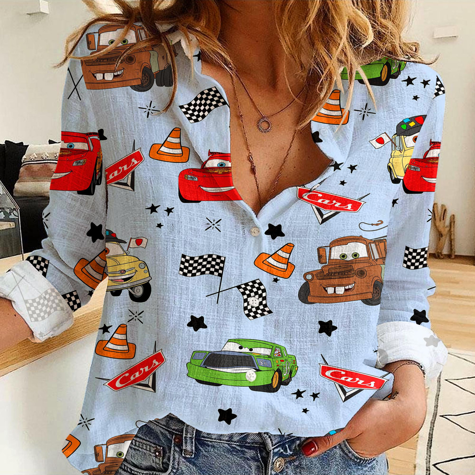Disney Cars Team Womens CasualShirt Disney Women Blouses Shirt Magic Kingdom Sh