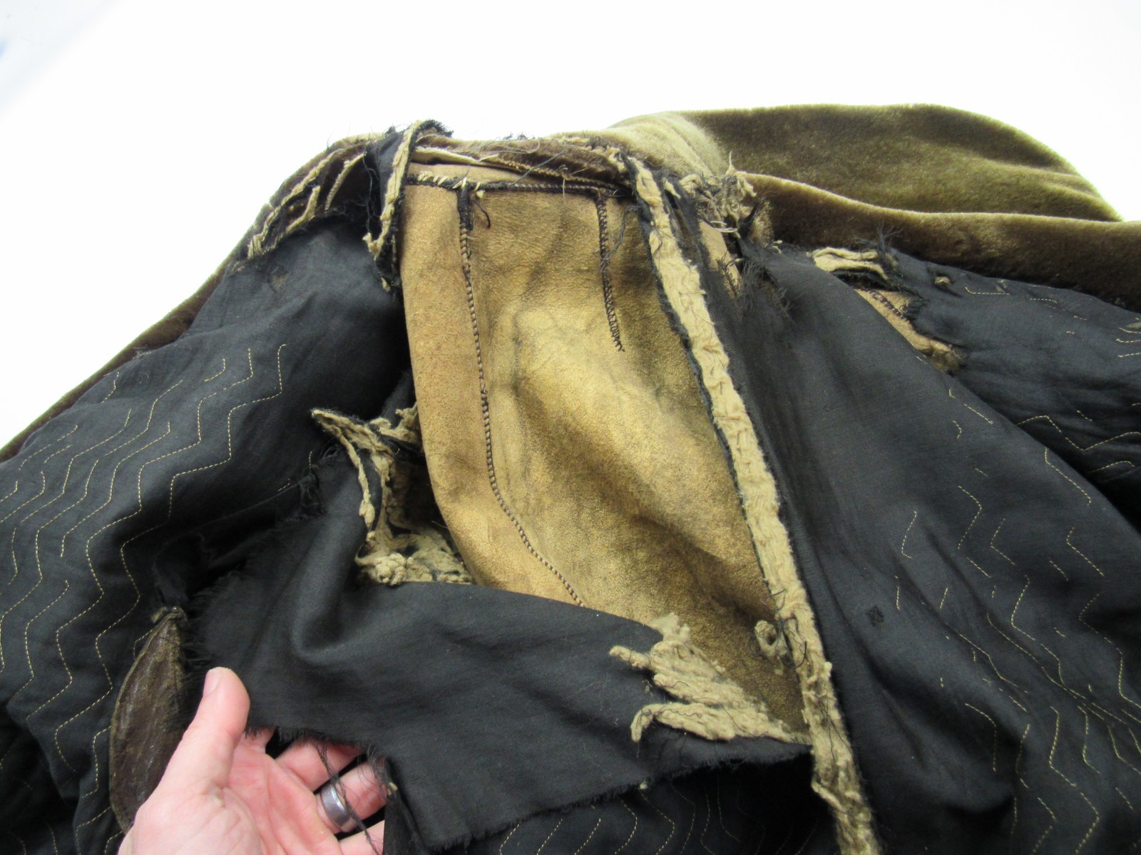 Antique 1800s / 1900s Long Frontier Fur Trapper Mountain Man Grizzly Coat Vtg