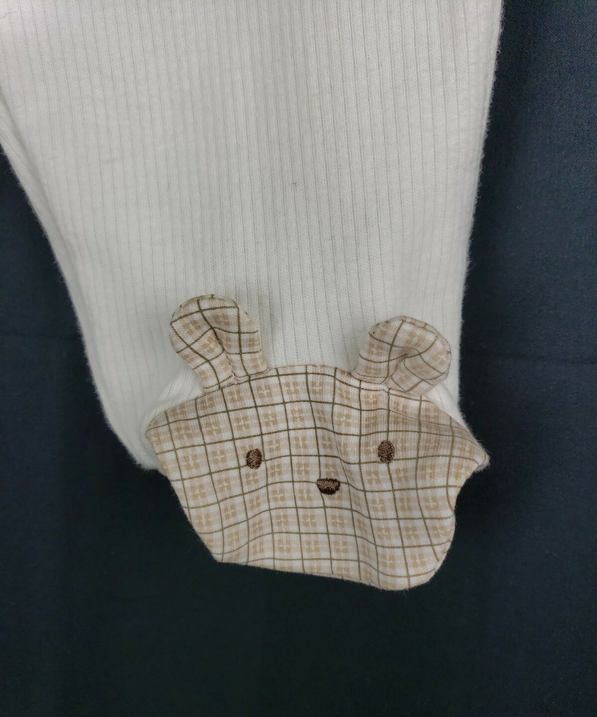 Little Me Baby Bear Patchwork Outfit 6 Mos Set Embroidered Footed 2 Piece Ivory