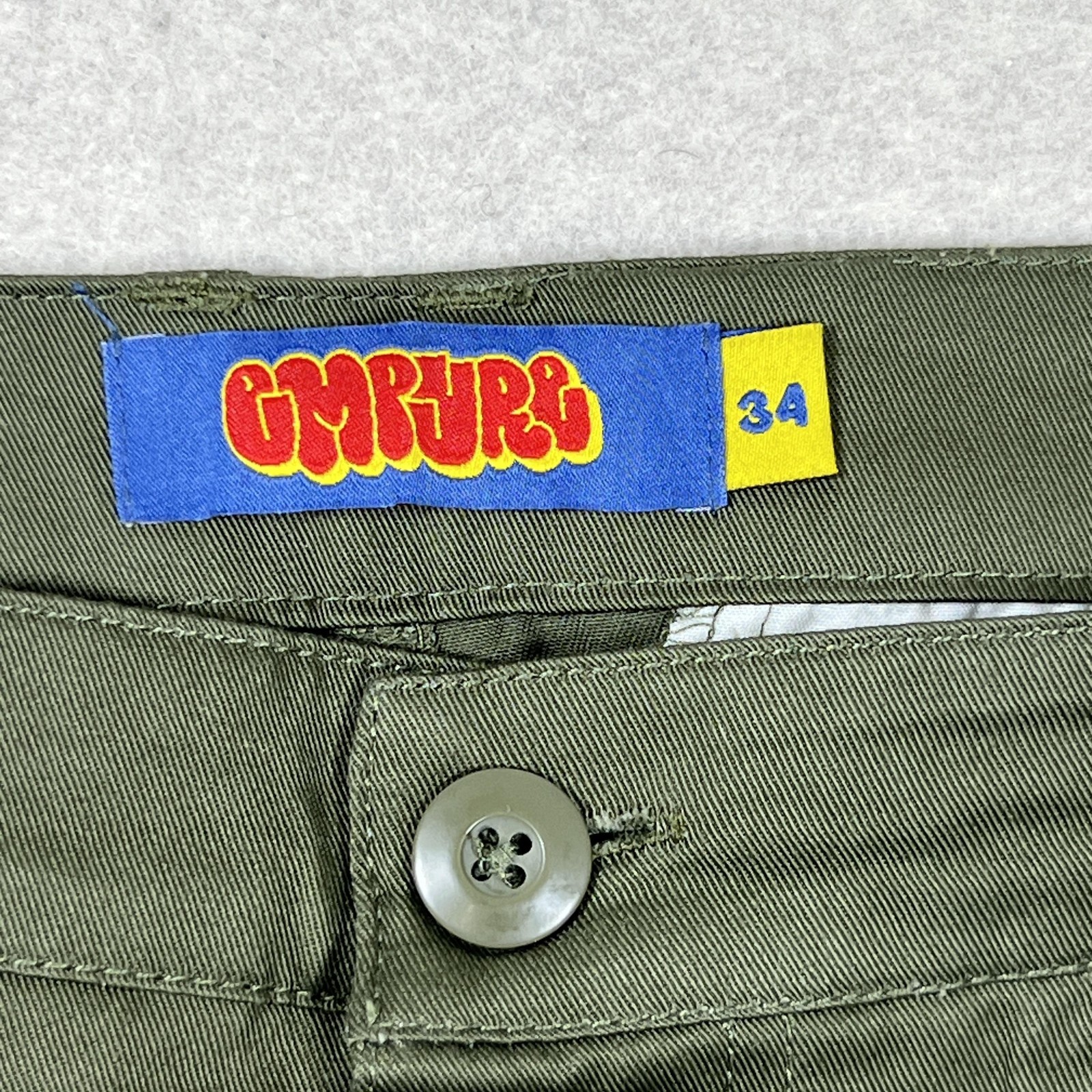 Empyre Cargo Pants Mens 34 Green Relax Fit Workwear Double Knee Pockets Utility