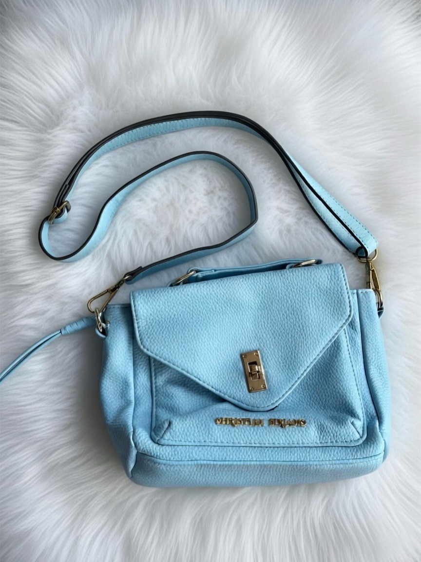 Christian Siriano Light Blue Crossbody Bag Turn Lock Zip Adjustable Strap