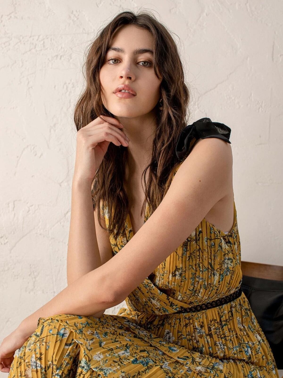 Lulus Such Sophistication Yellow Floral Tiered Maxi Dress with Black Trim