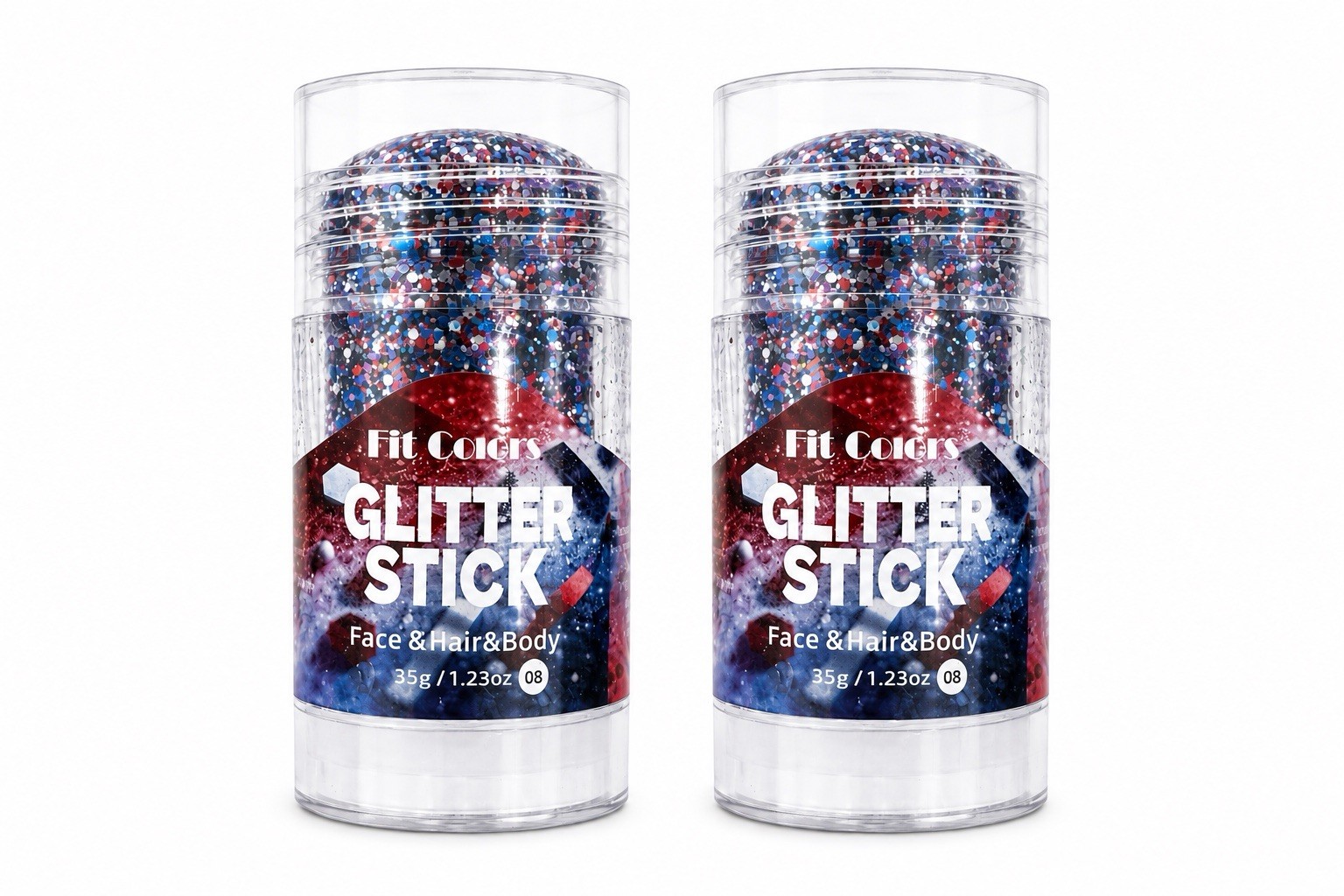 4th of July Glitter Stick Patriotic Red White and Blue Face Hair Glitter 2 pack