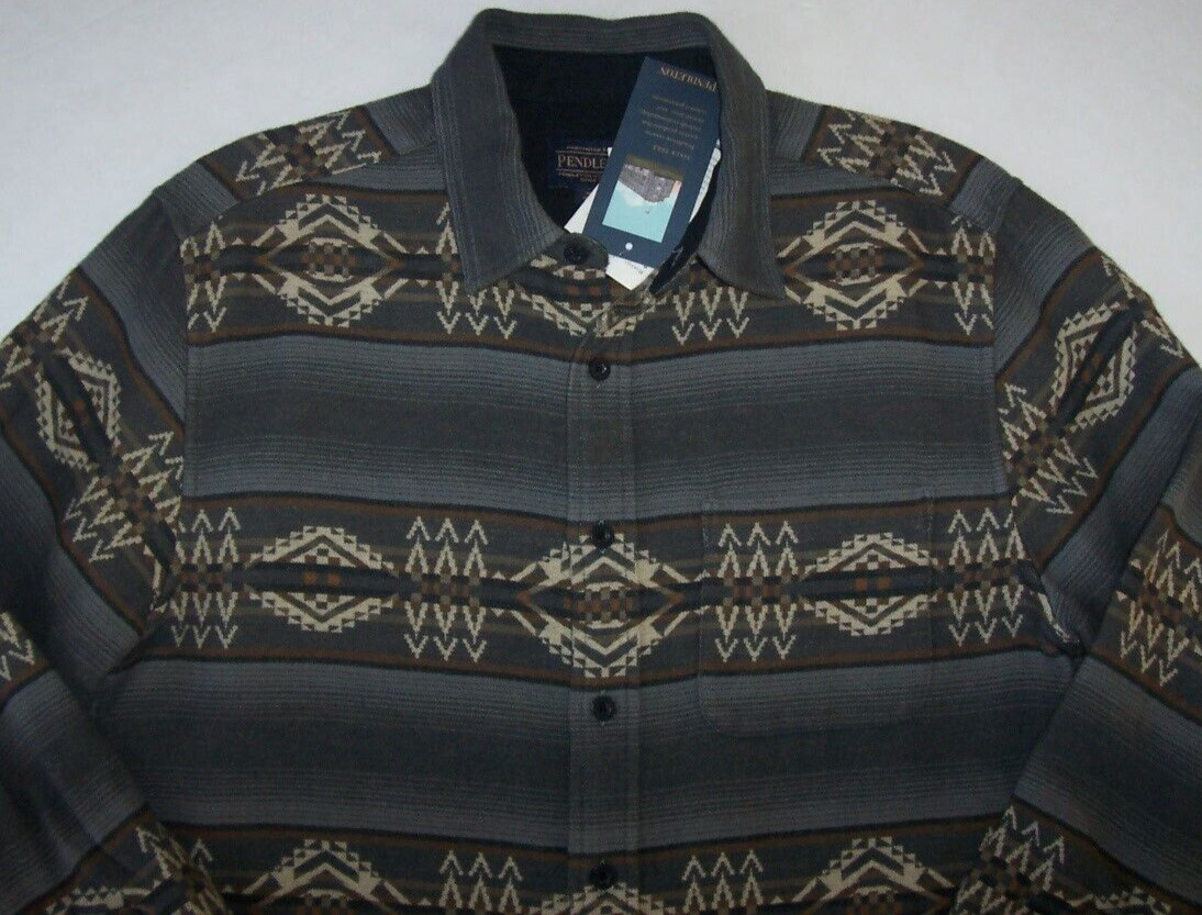 NWT Pendleton Gray/Brown BEACON ROCK Doublesoft Marshall Chamois Shirt Men’s XXL