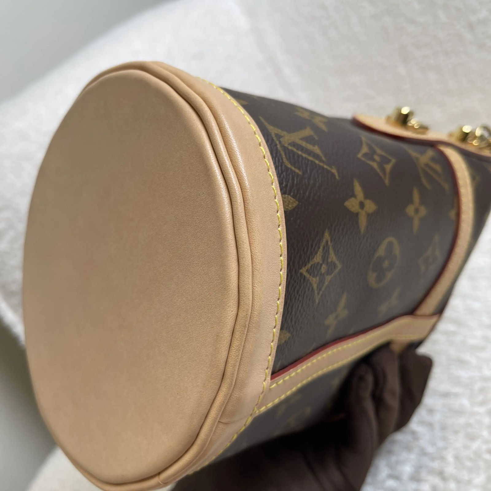 Louis Vuitton Duffle Monogram Bag Brown Leather Strap